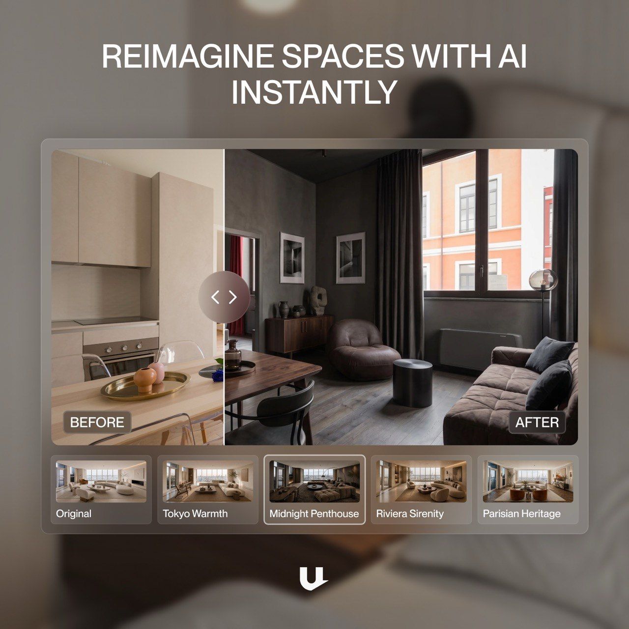Old furniture and bare walls are not the property. They are just what is there right now. Unrealty's AI transforms any listing into a visualisation...