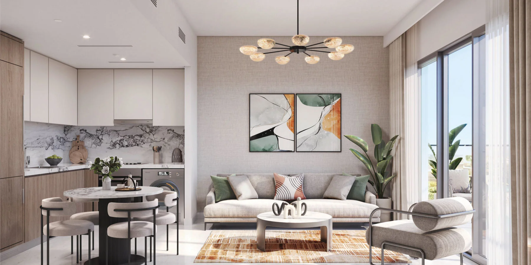 Studio to two-bedroom homes, all with balconies
