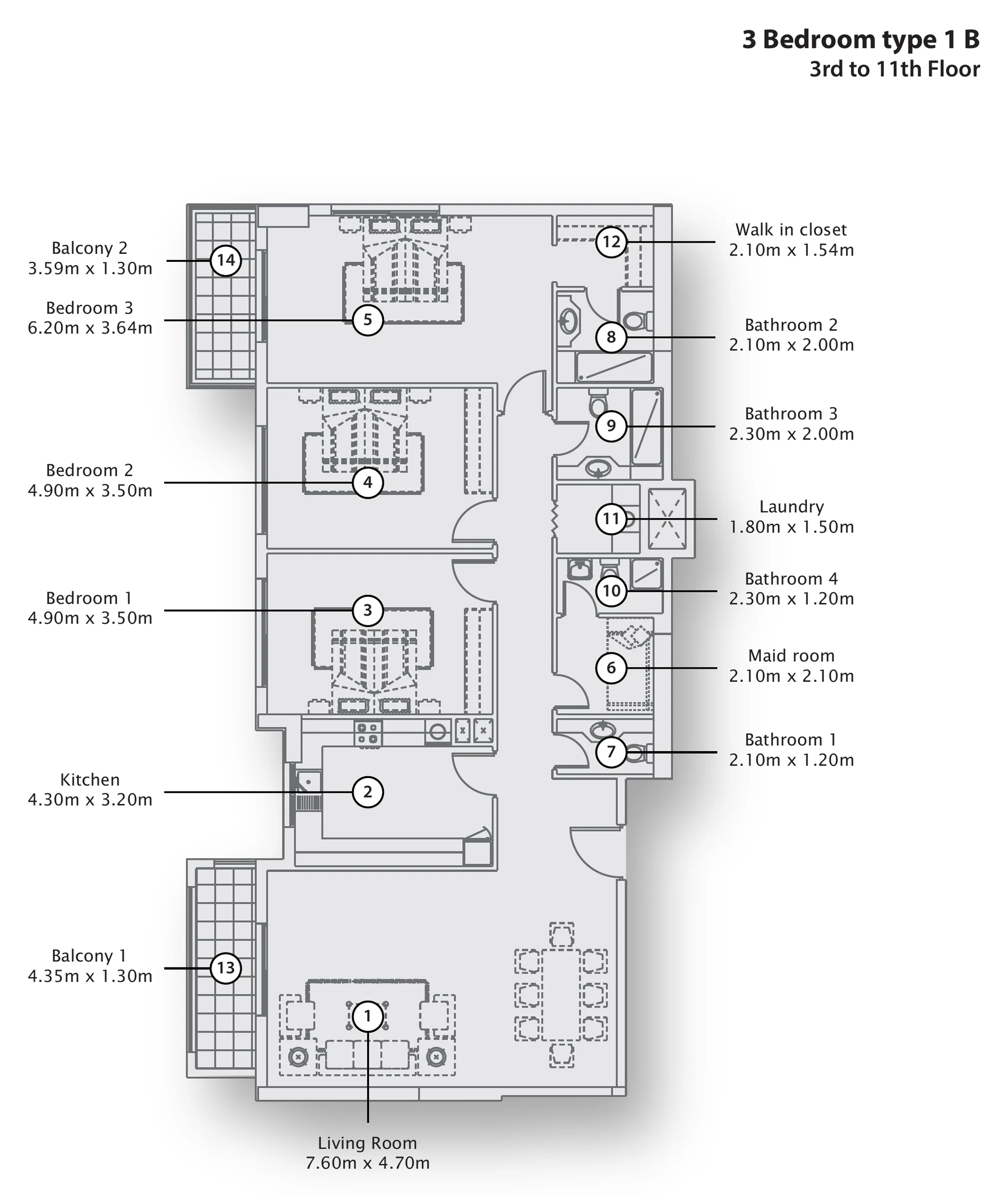 One- to three-bedroom homes
