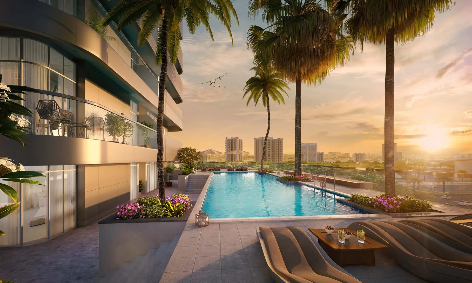 Two pools, a gym and a play area
