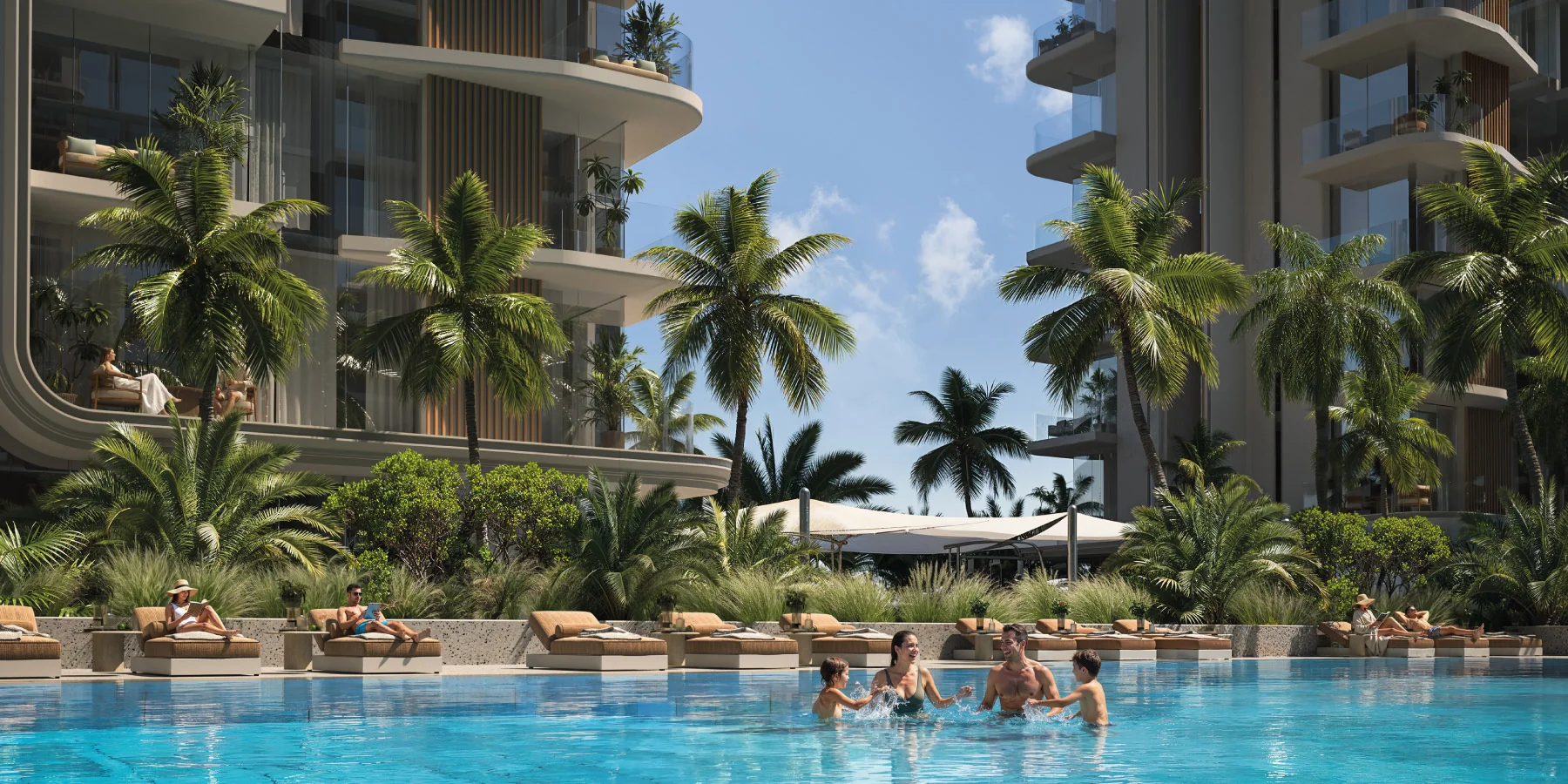 A beach pool for adults and children