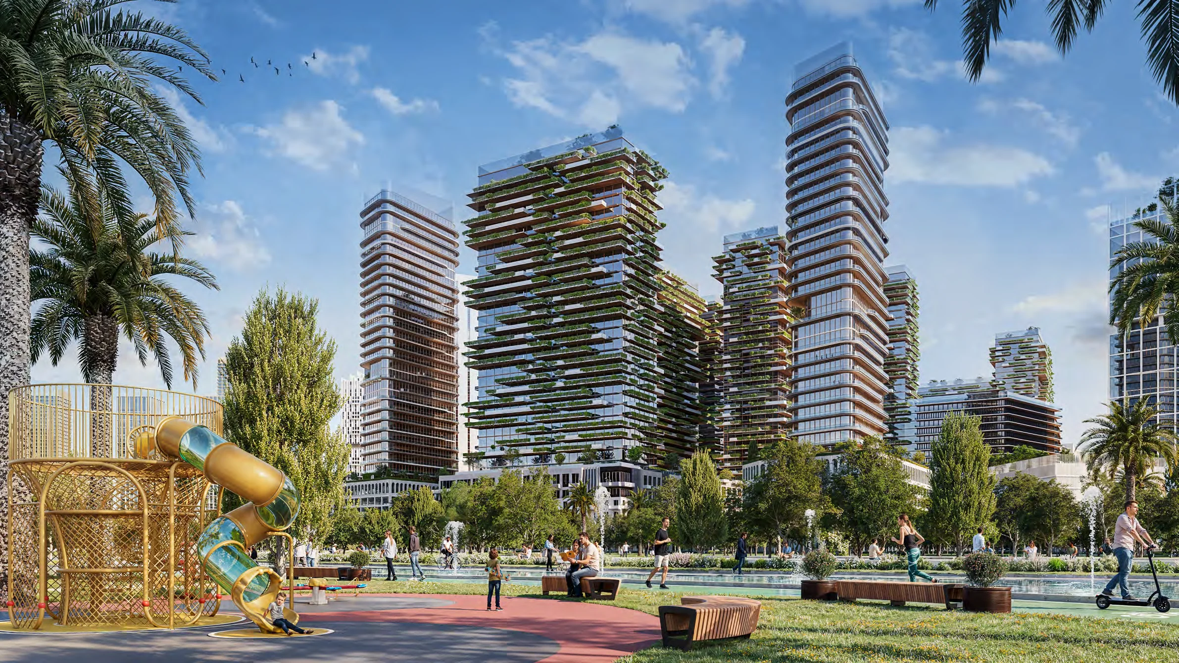 A community park with trails and gardens