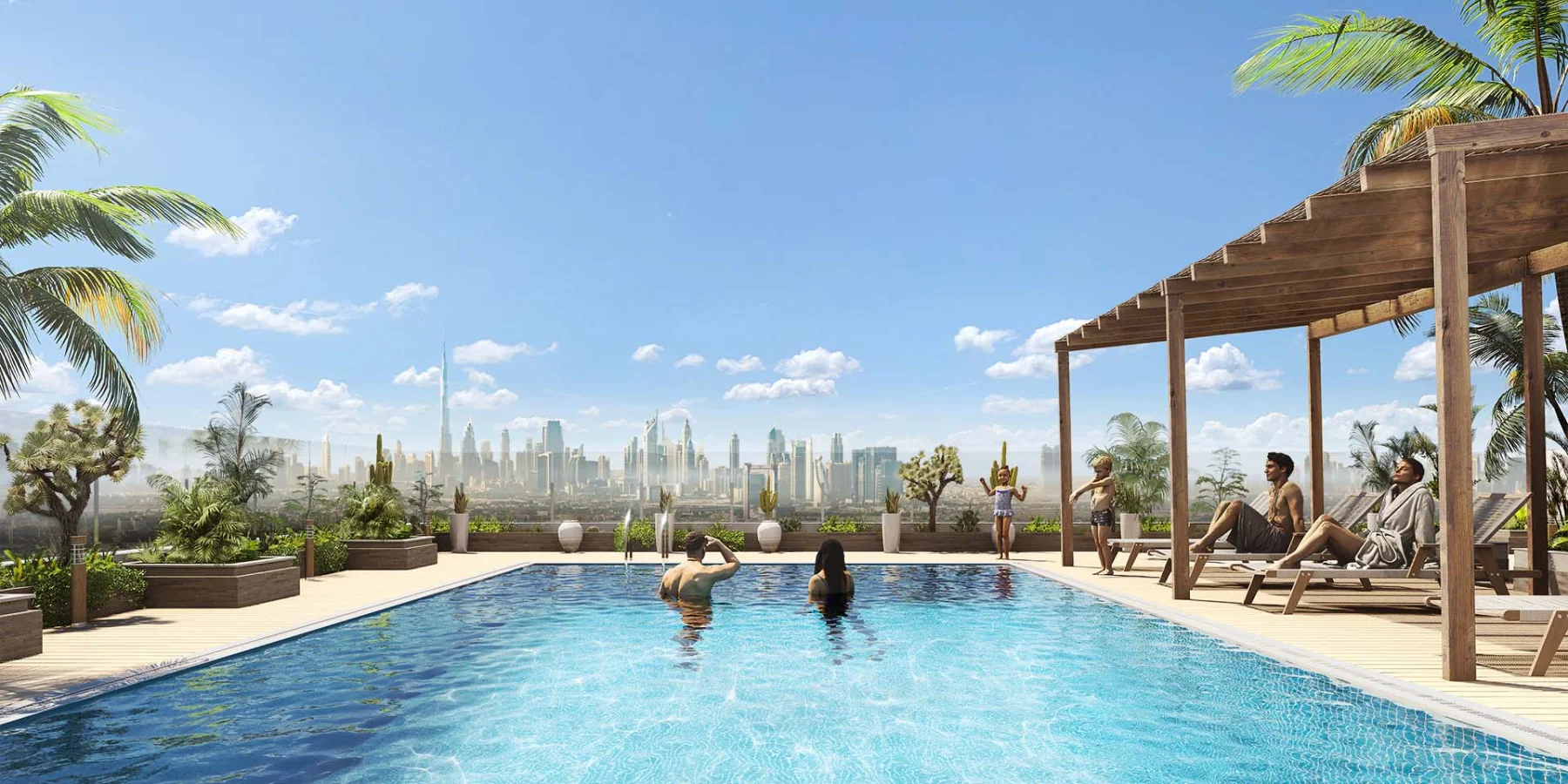 A pool and a gym on the roof