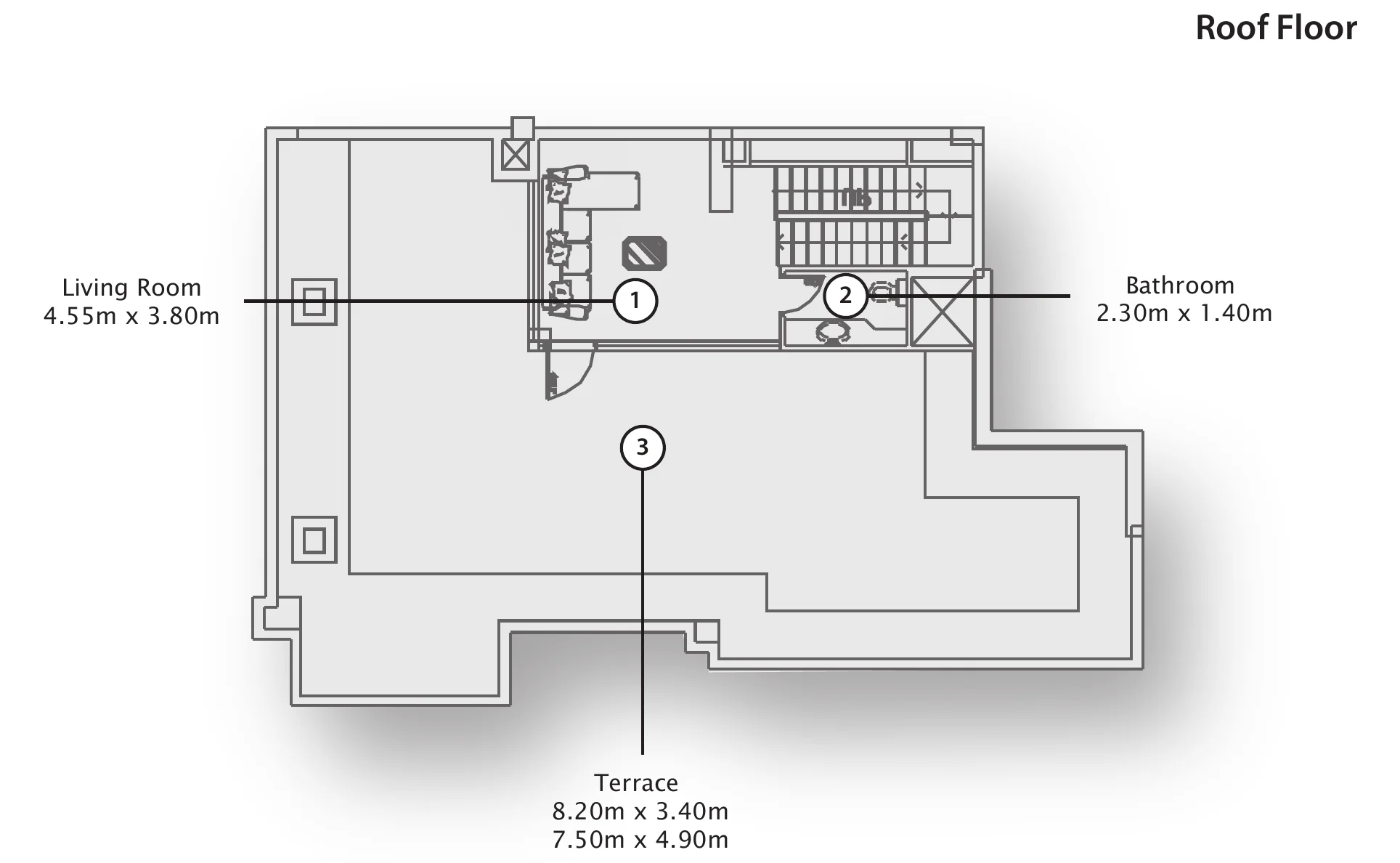 Duplexes with roof-level terraces
