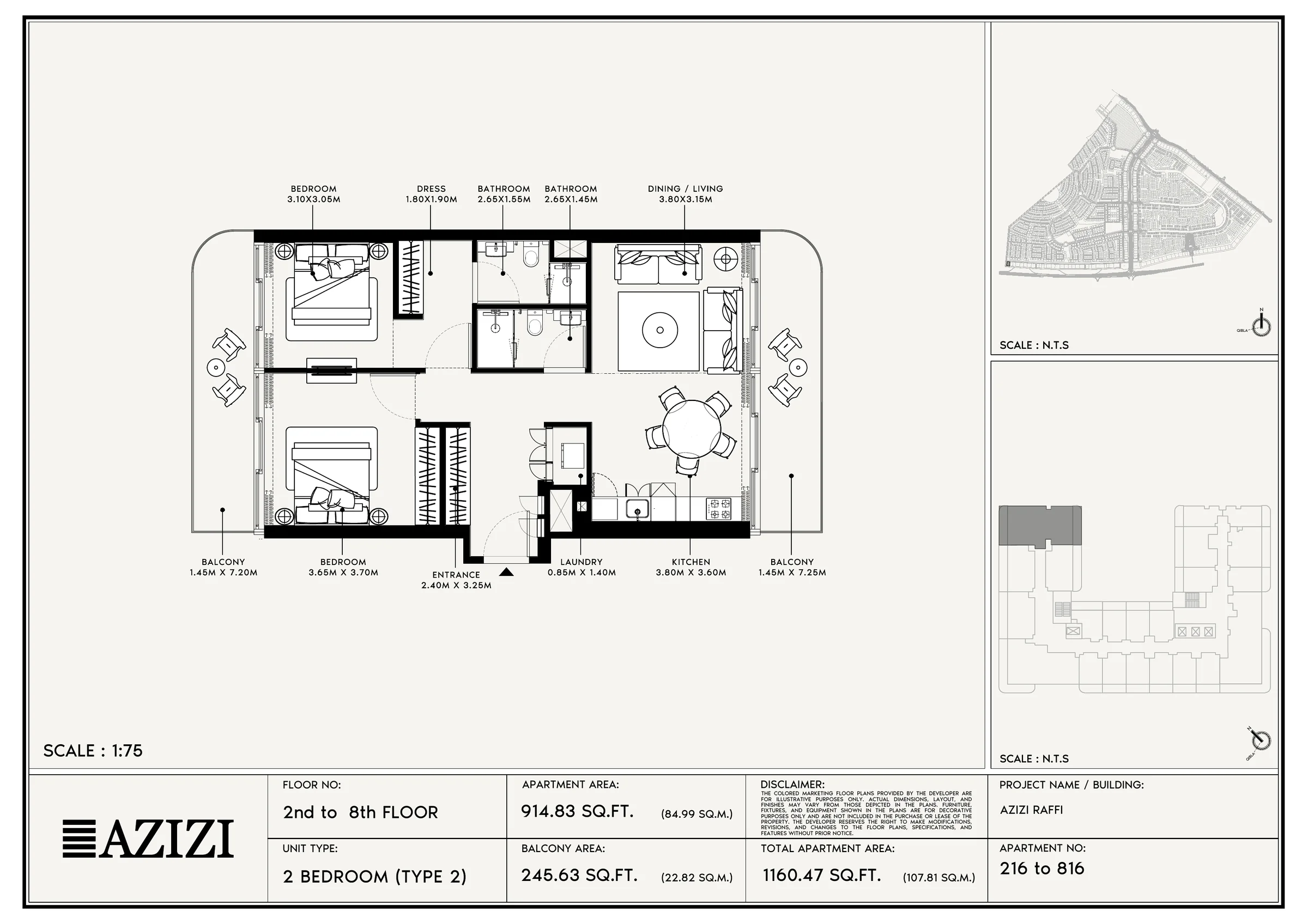 Studios to three-bedroom homes, each with a balcony