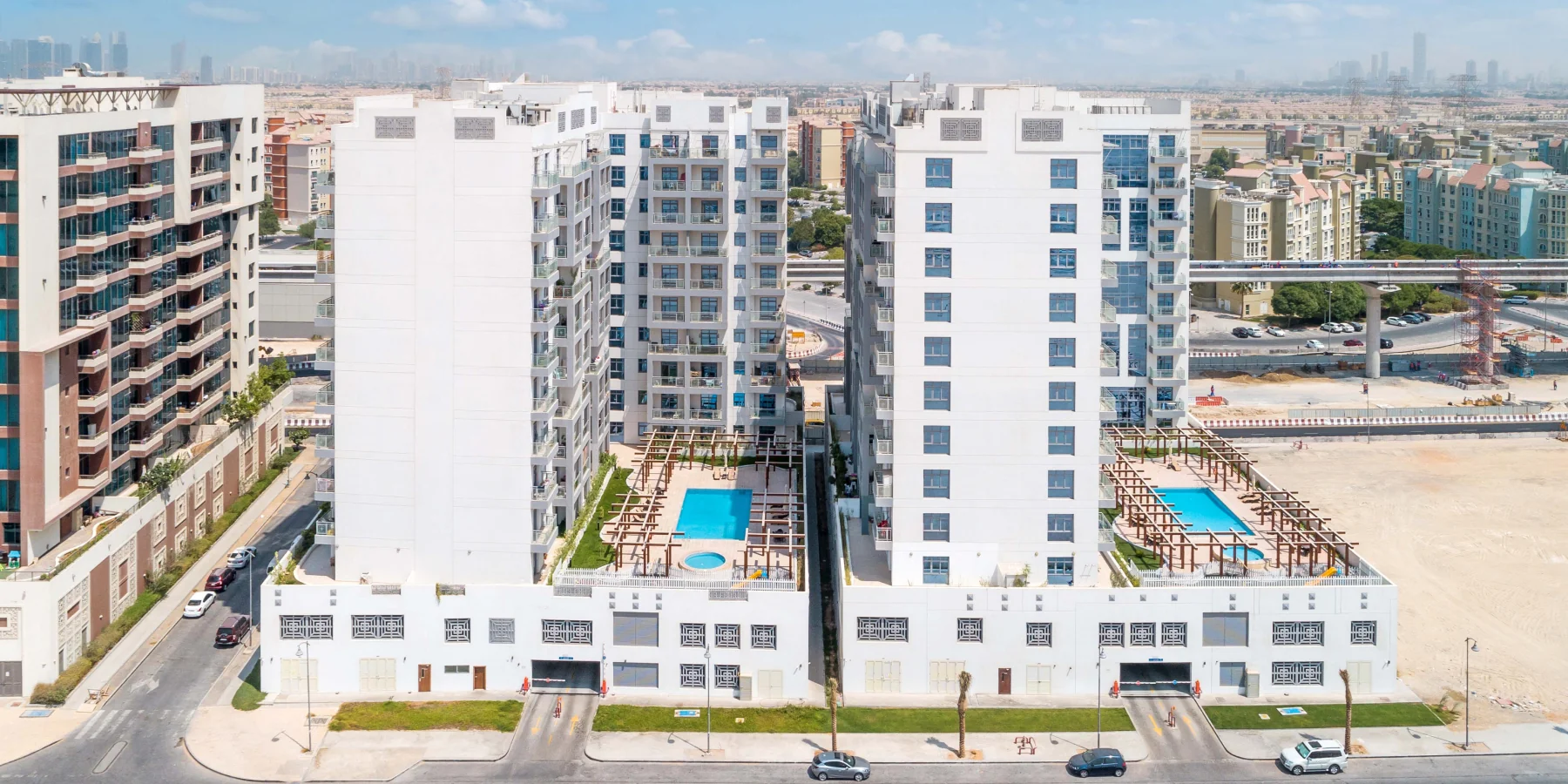 Swimming pool and garage parking