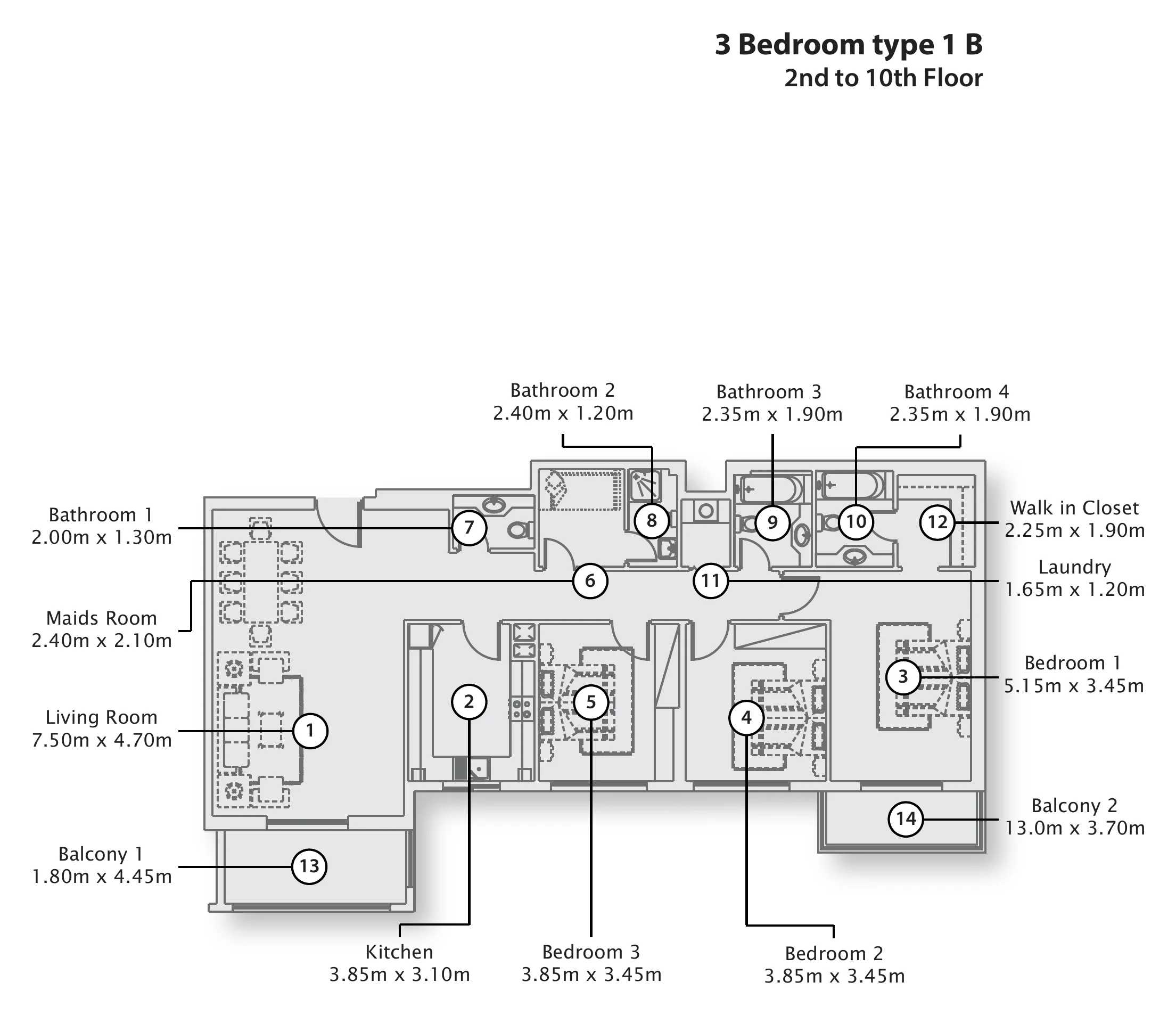 One- to three-bedroom homes