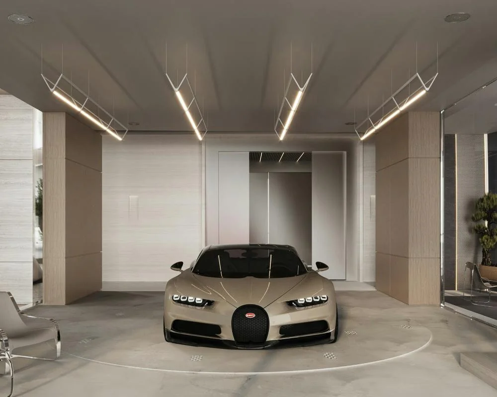 Car lifts to the penthouses