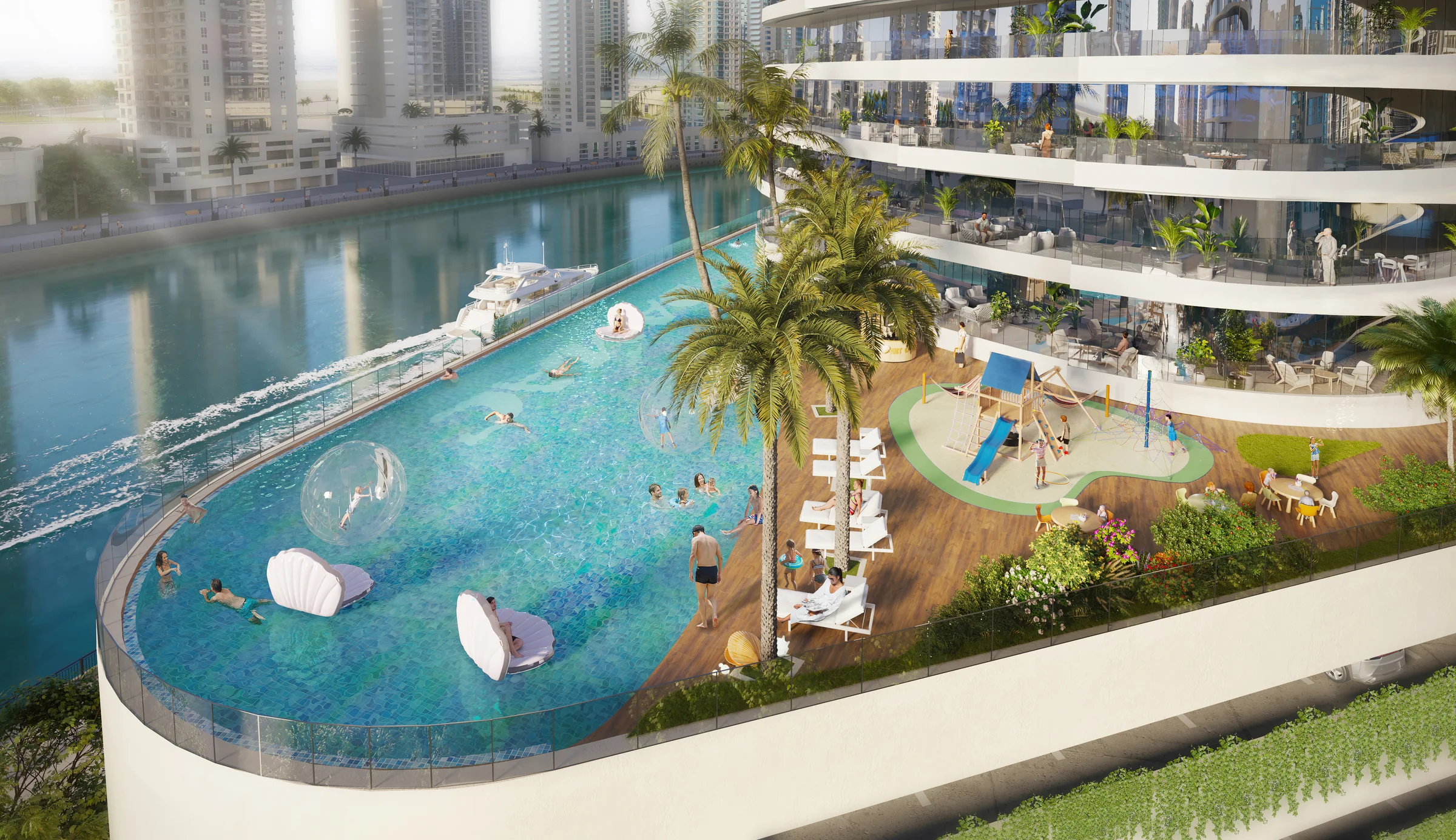 An iridescent infinity lap pool