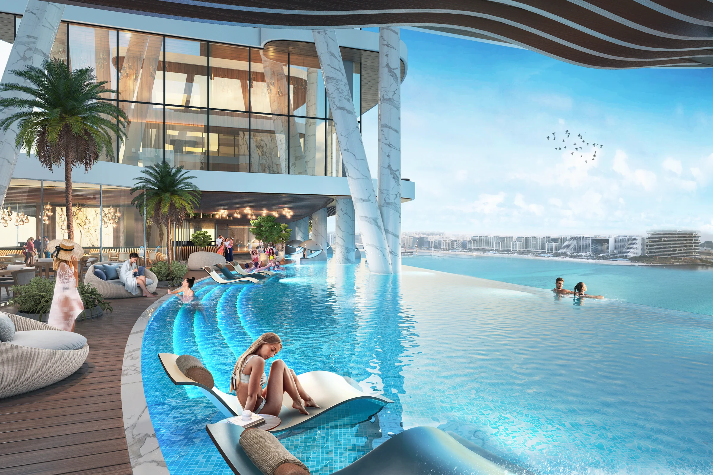 An infinity pool on an upper level