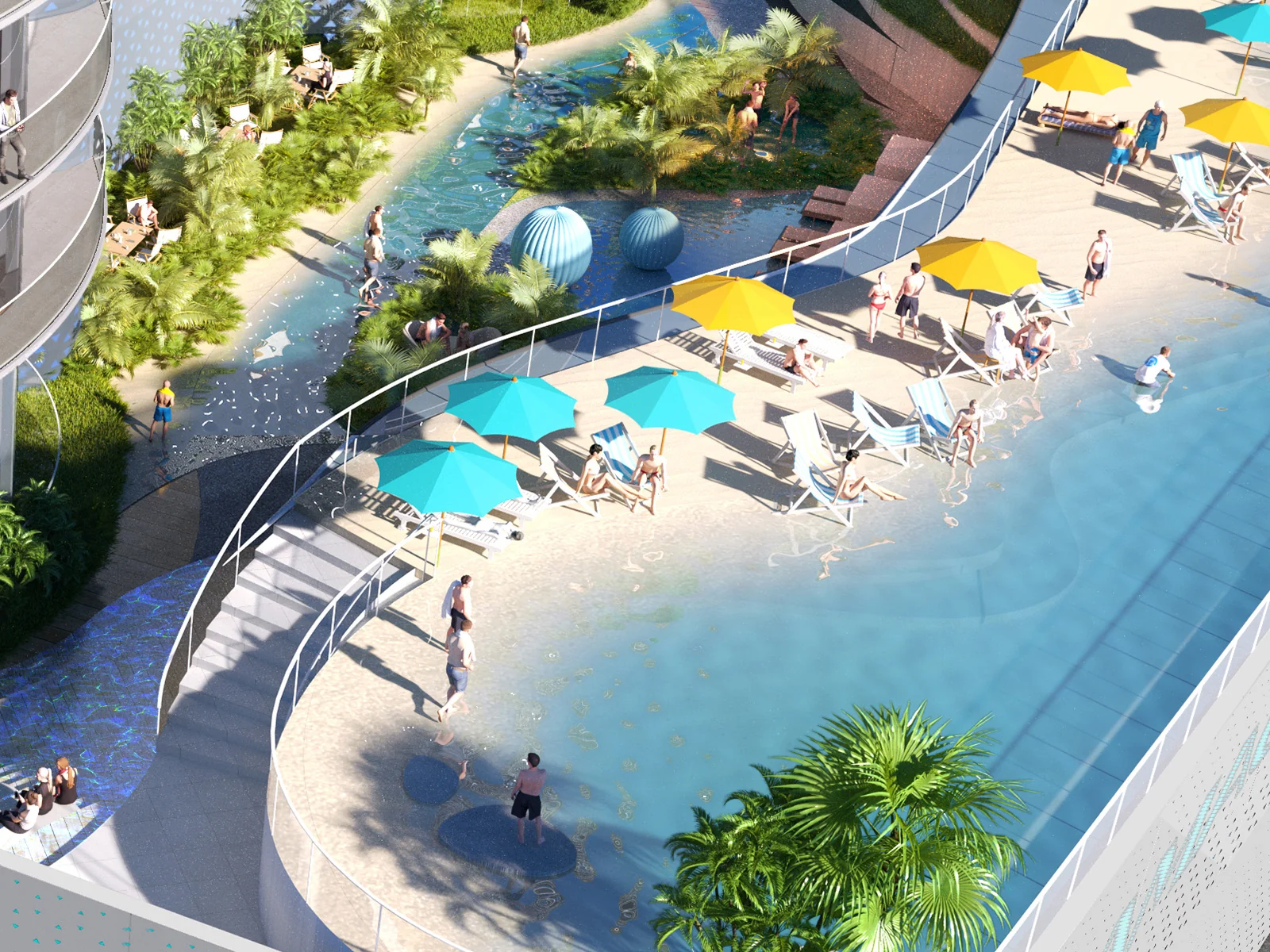 A beach on the podium roof