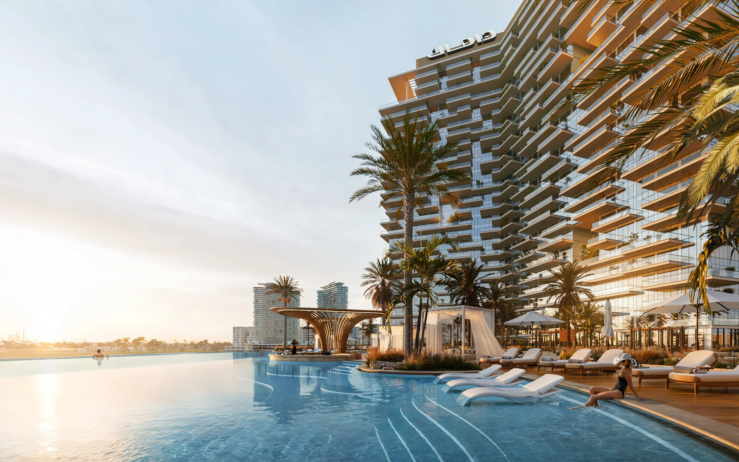 A resort-style residential podium