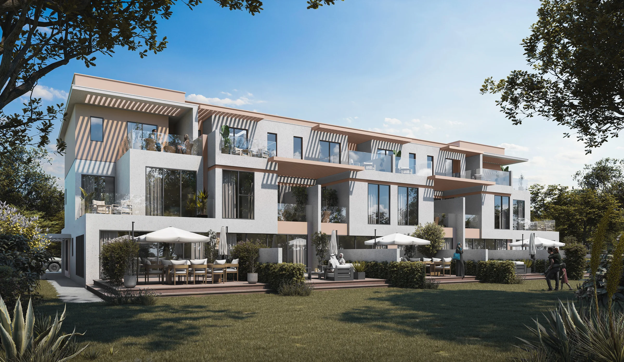 Townhouses with private gardens