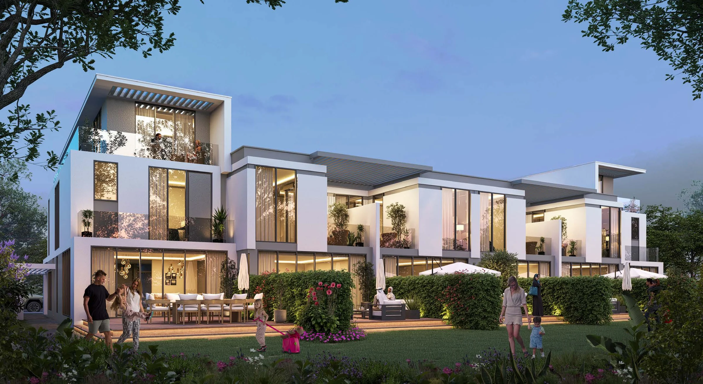 Townhouses with private gardens