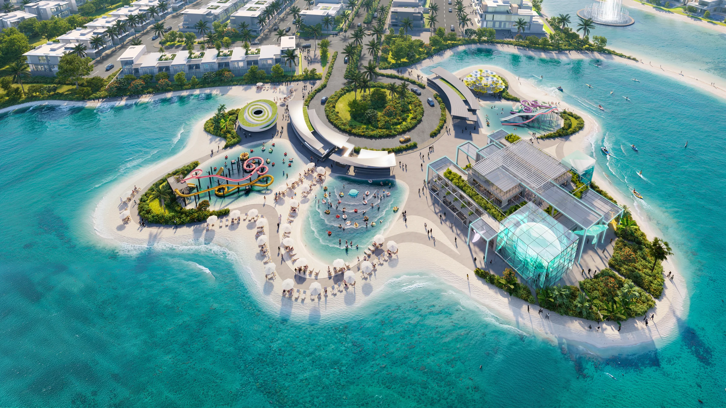 A water park at the heart of the lagoon