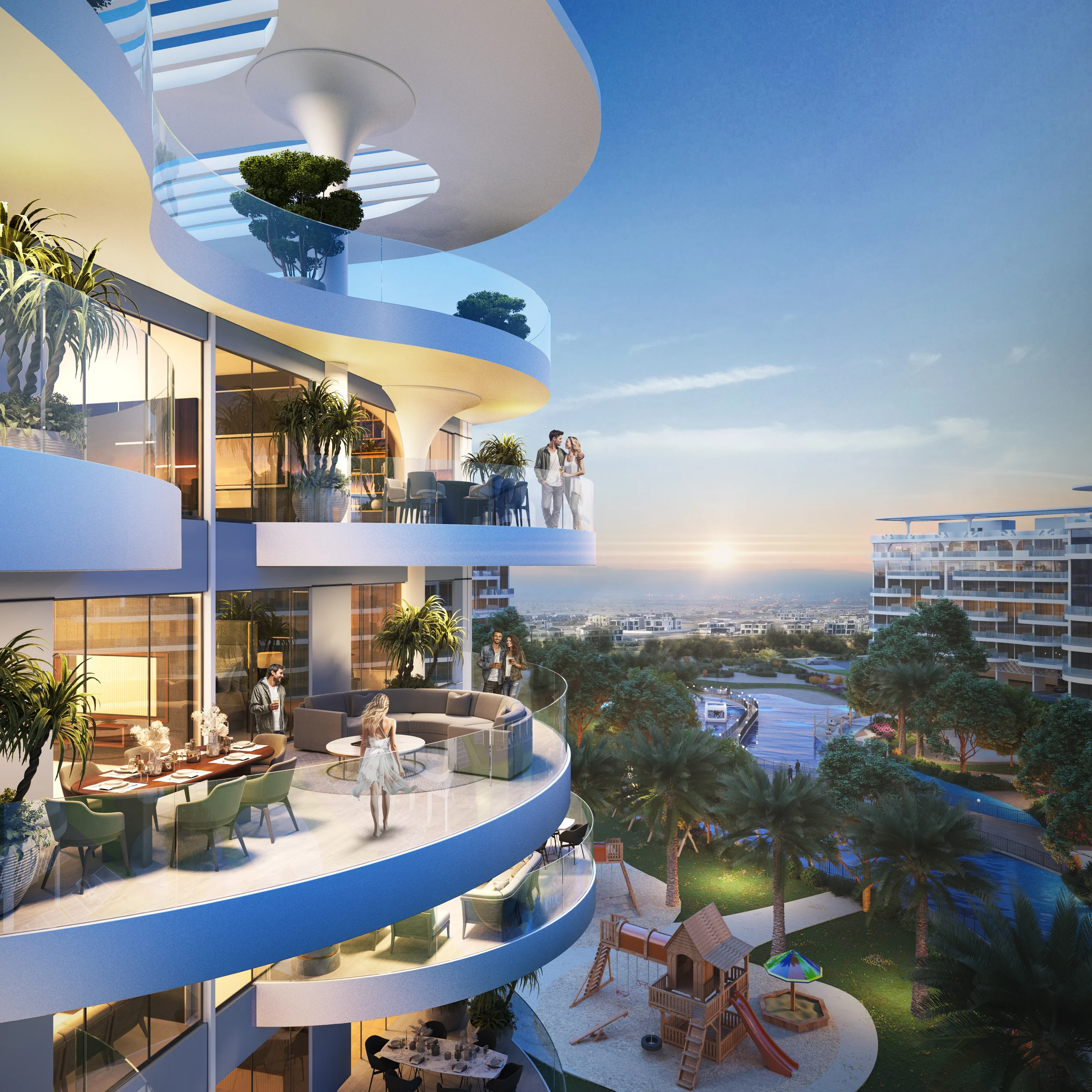 Homes built around balconies