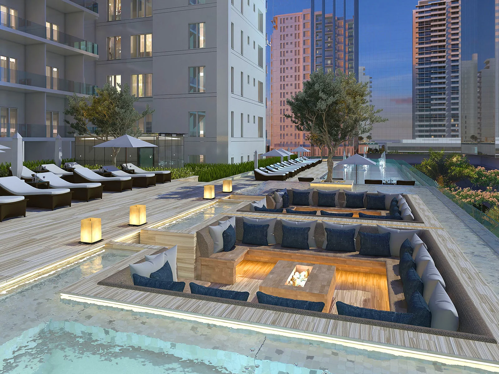 A temperature-controlled pool deck