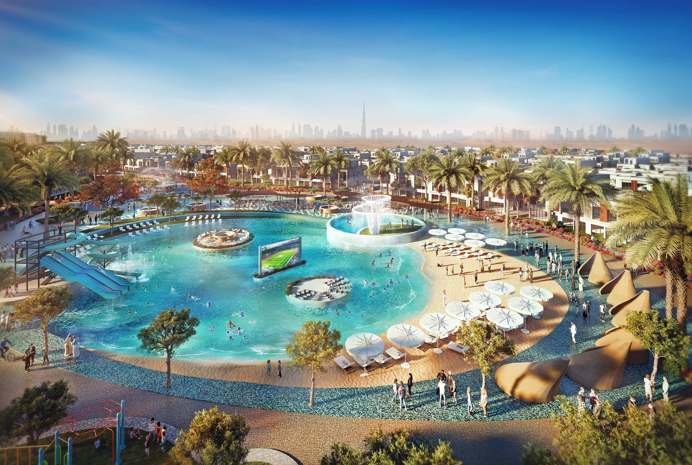 A beach lagoon at its heart