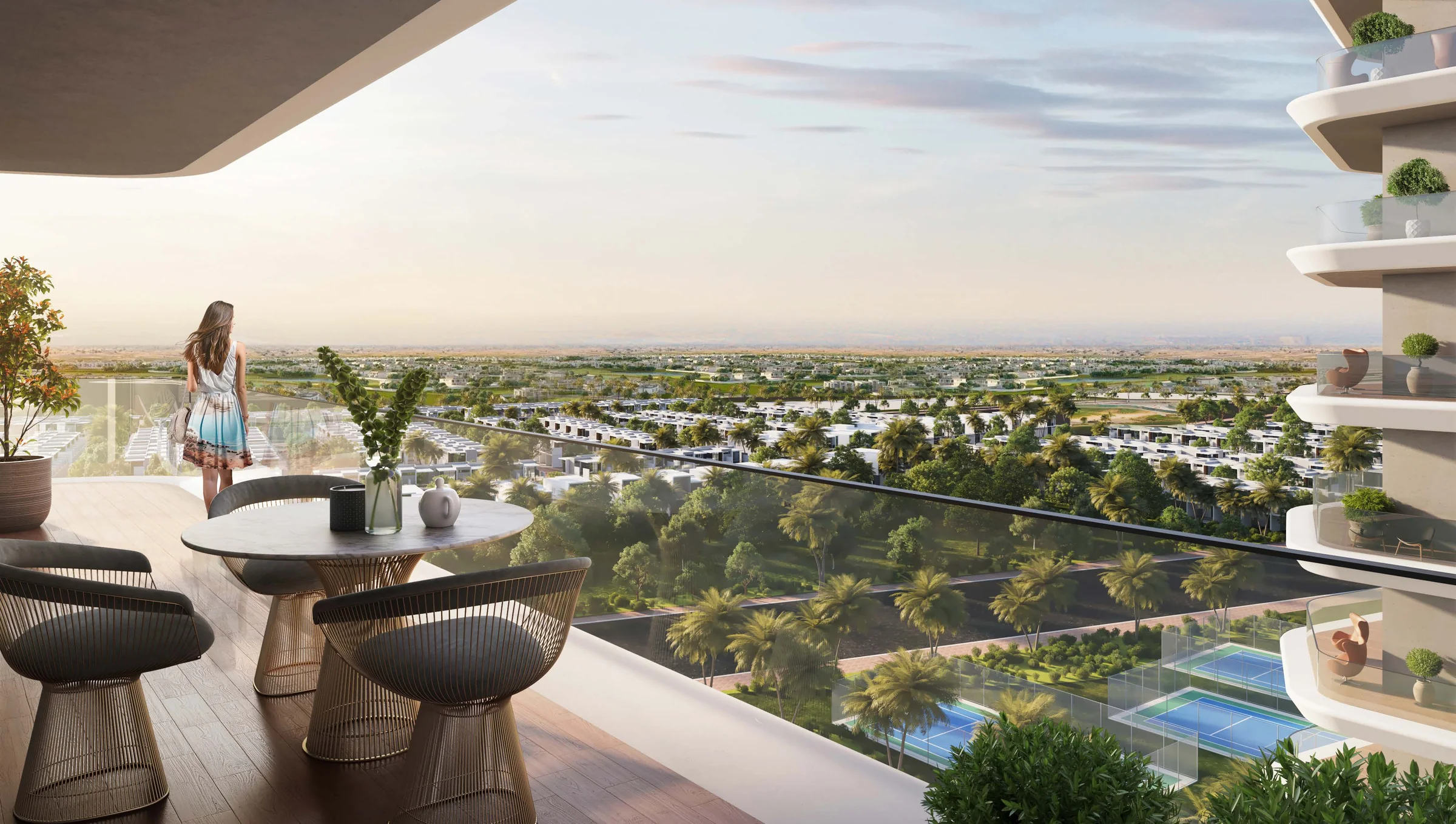 A balcony with every home