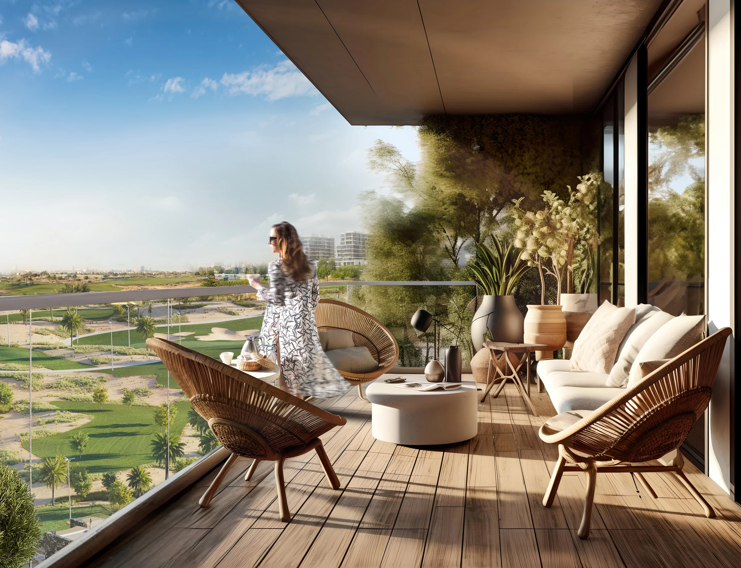 Balconies facing the fairways