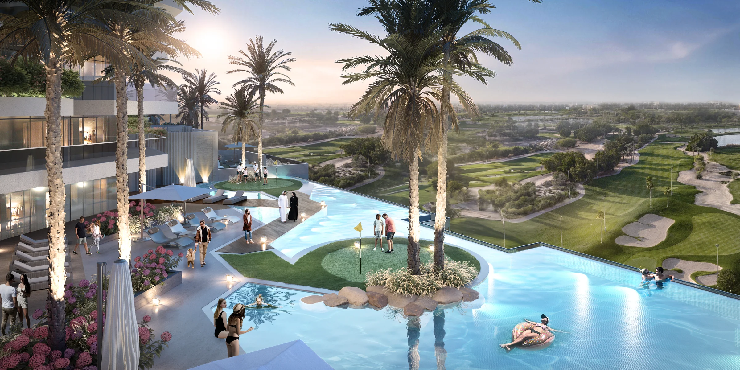 Island golf in the infinity pools