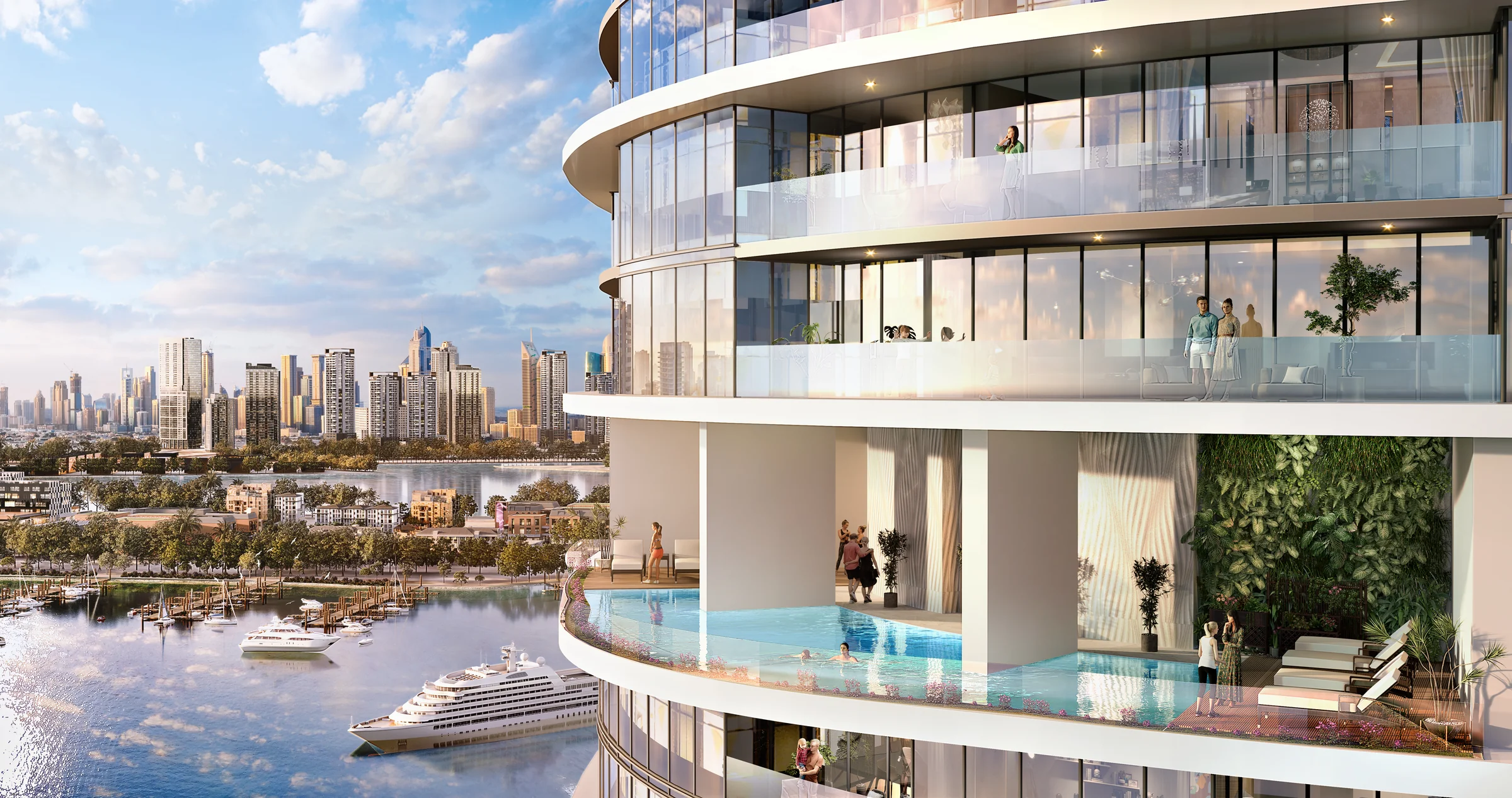 Sea-facing pools on the balconies