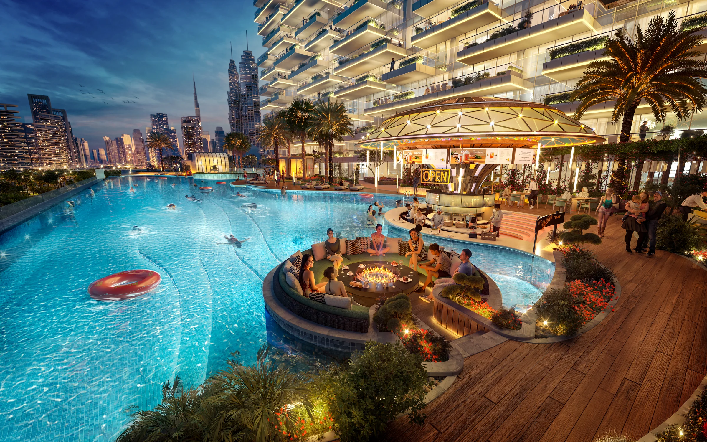 Aurora Pool and sunken seating