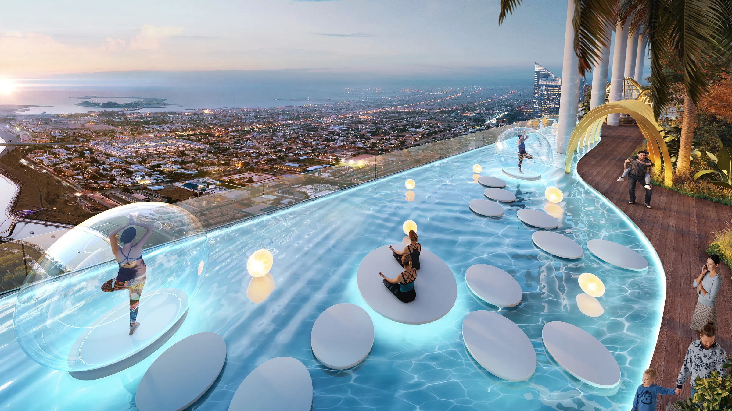 A crown of rooftop amenities