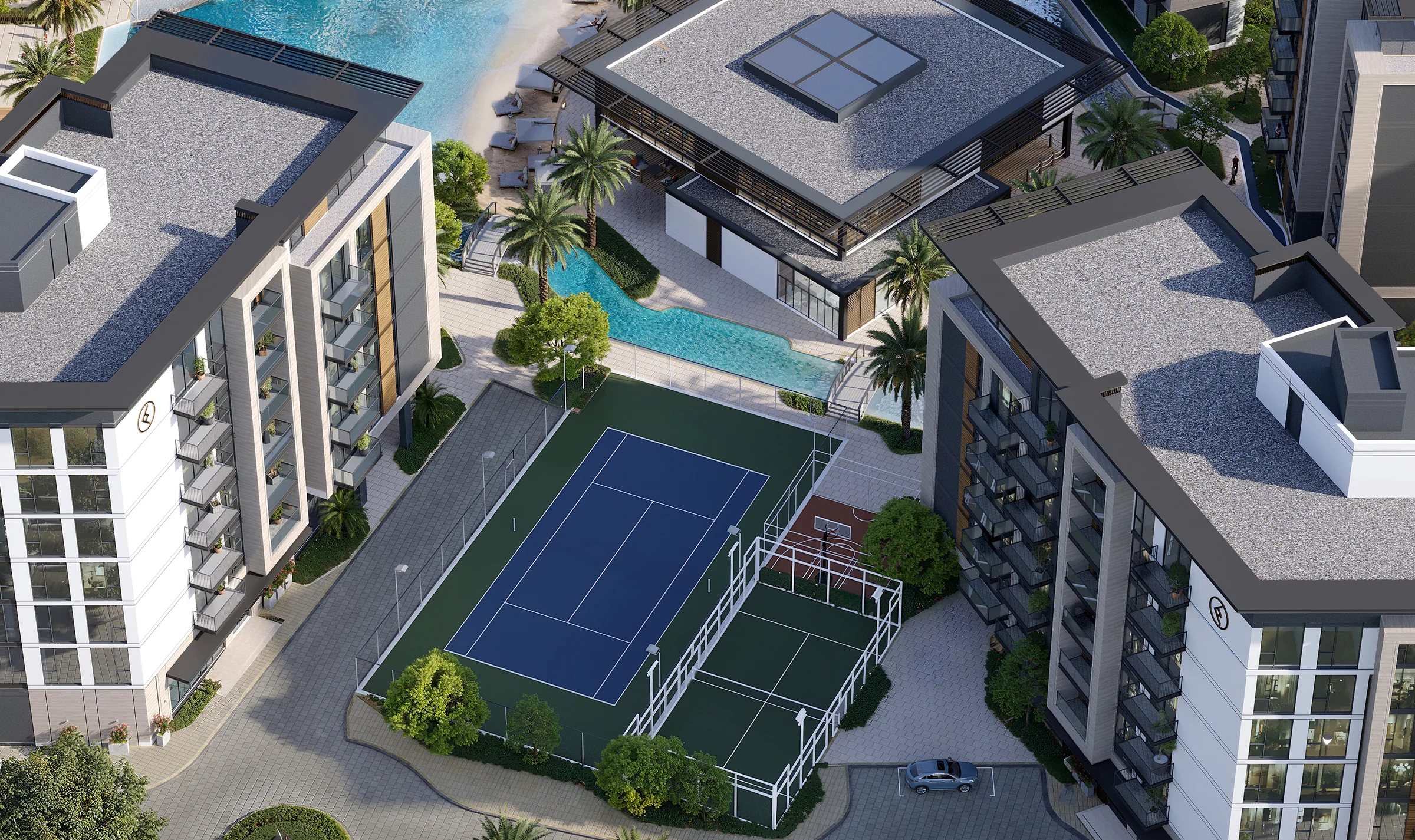 Tennis, padel and basketball courts
