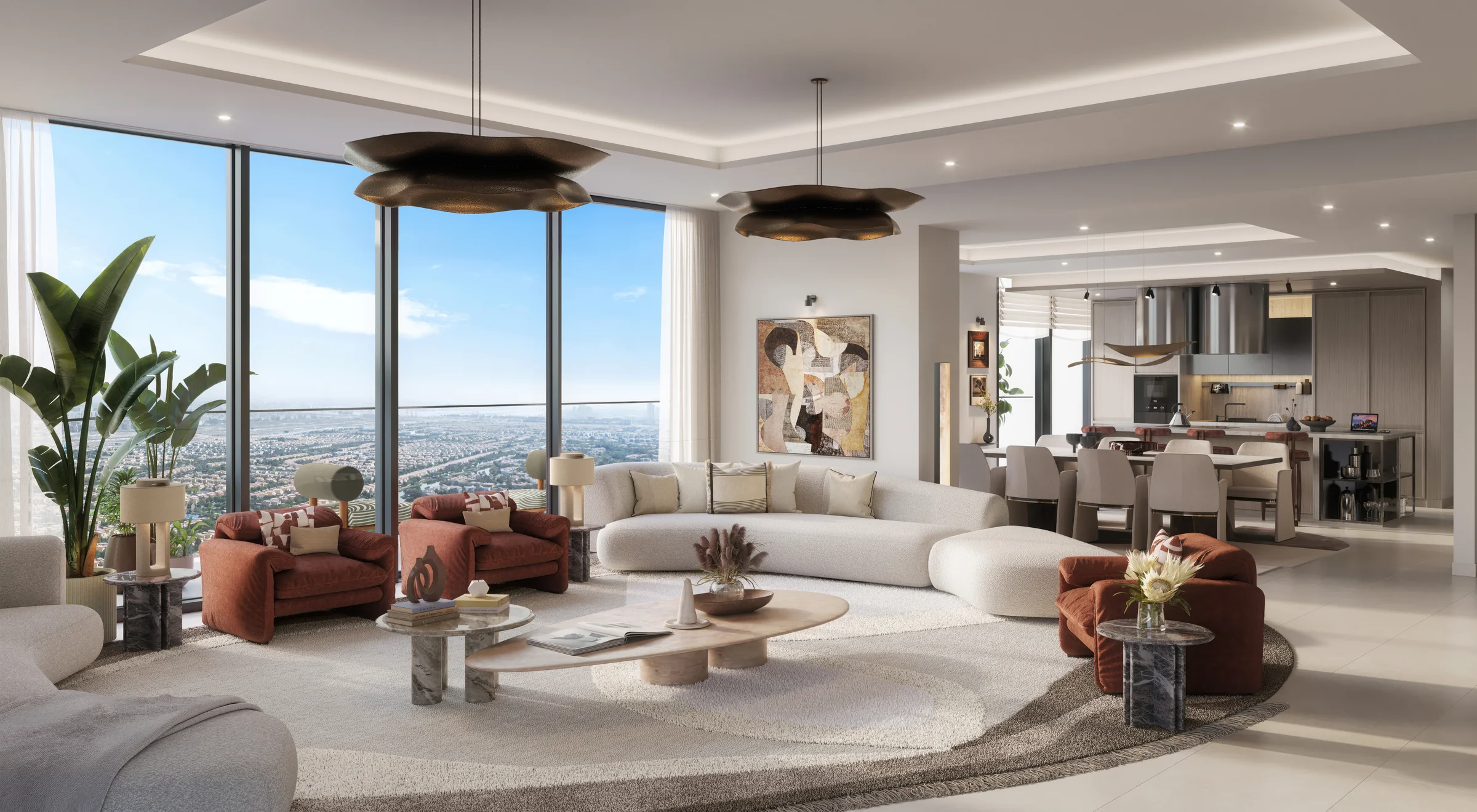 Penthouses crowning both towers