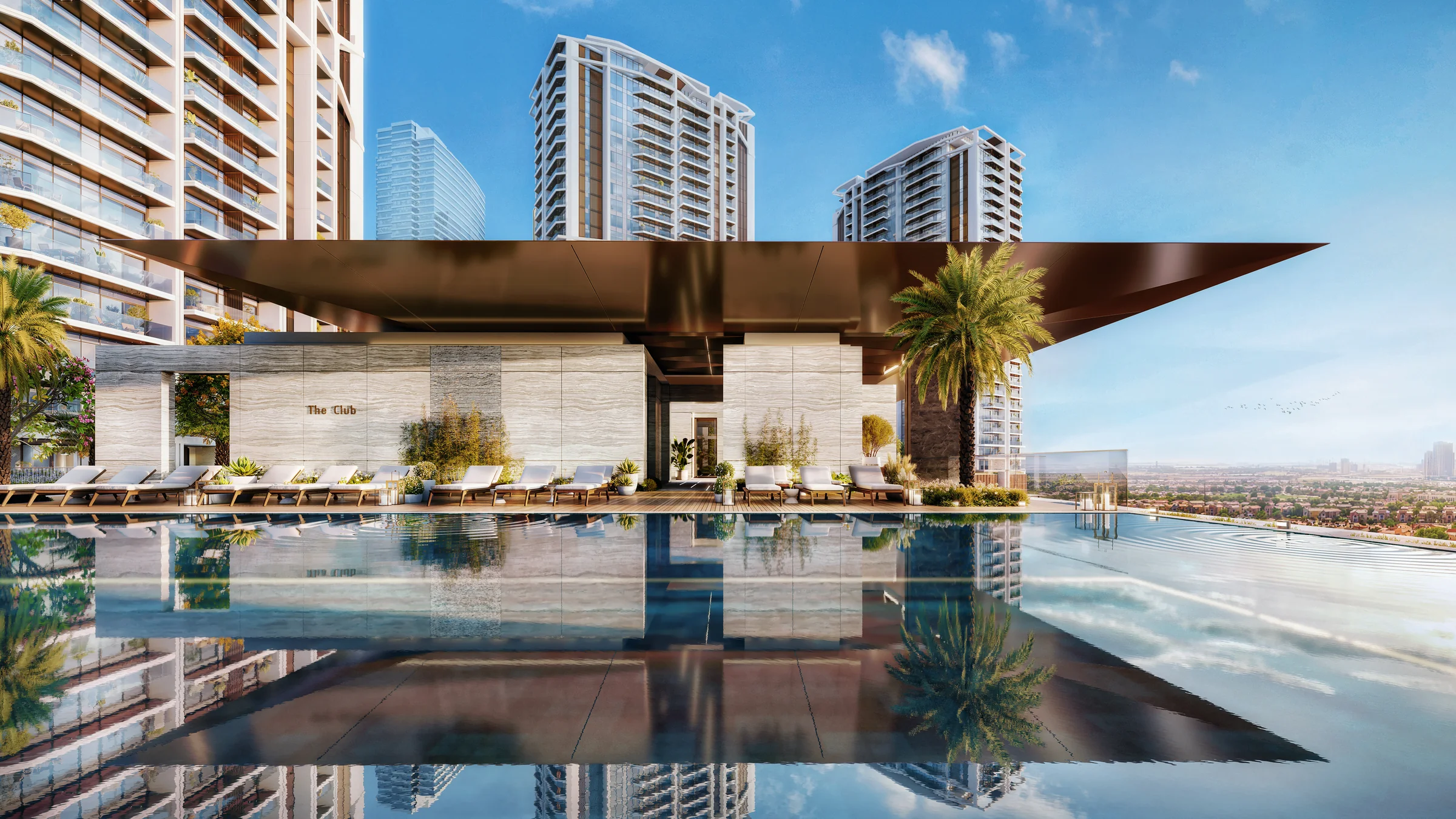 Two infinity pools on the podium