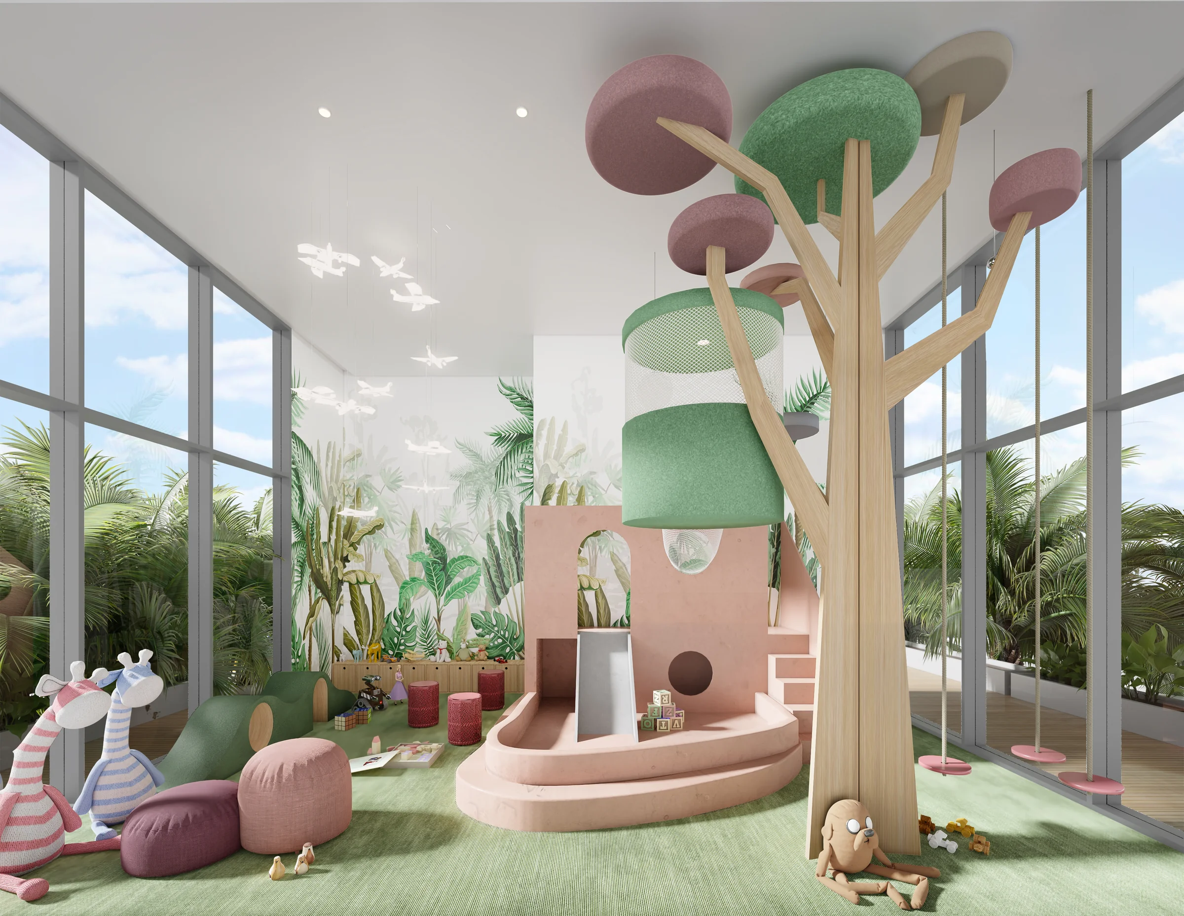 Kids' clubhouse and family spaces