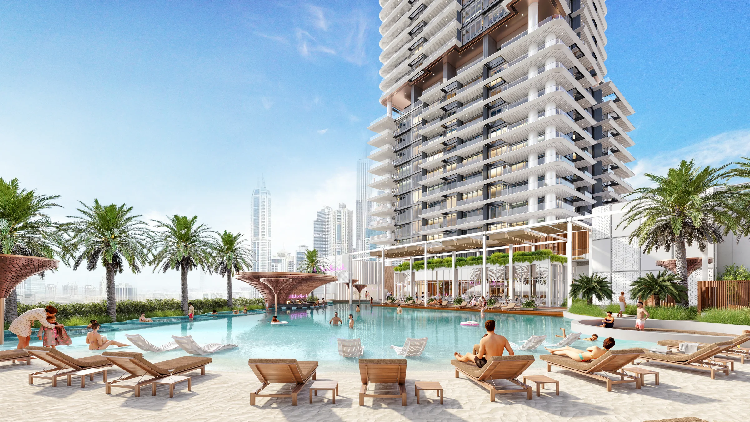 Urban beach club on the podium