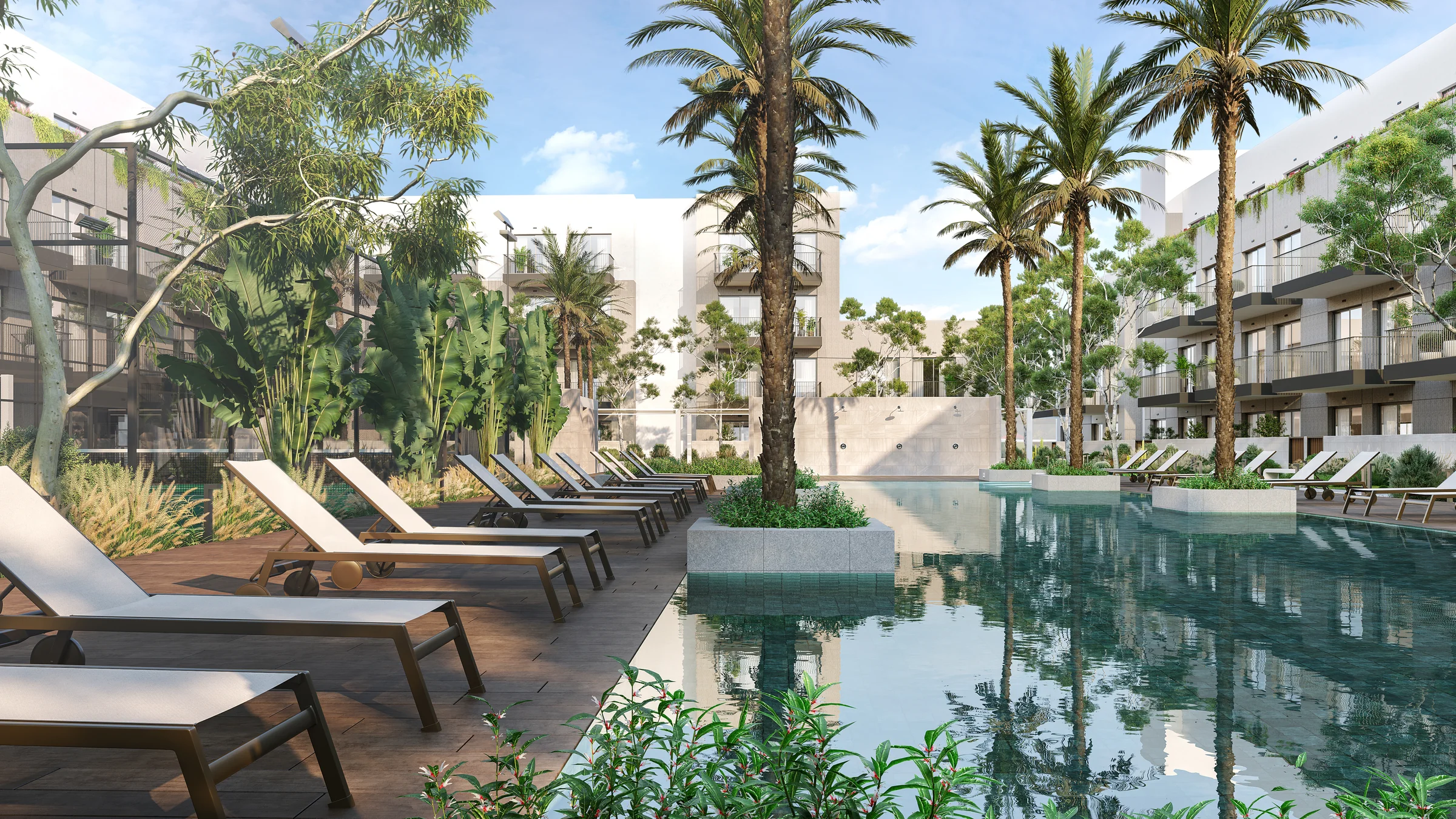 Leisure and lap pool on the courtyard deck