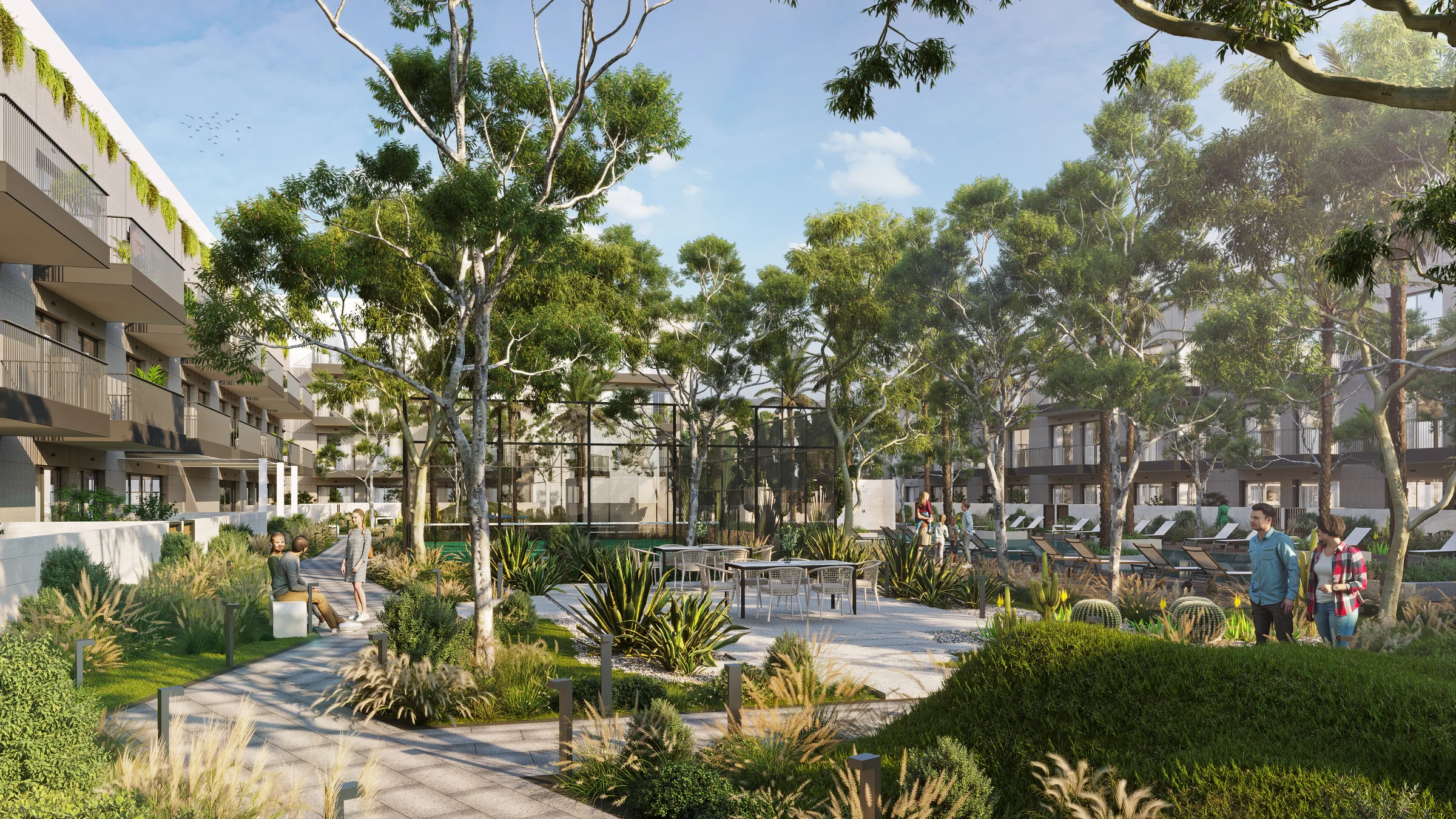 Padel court, barbecue terrace and games zone