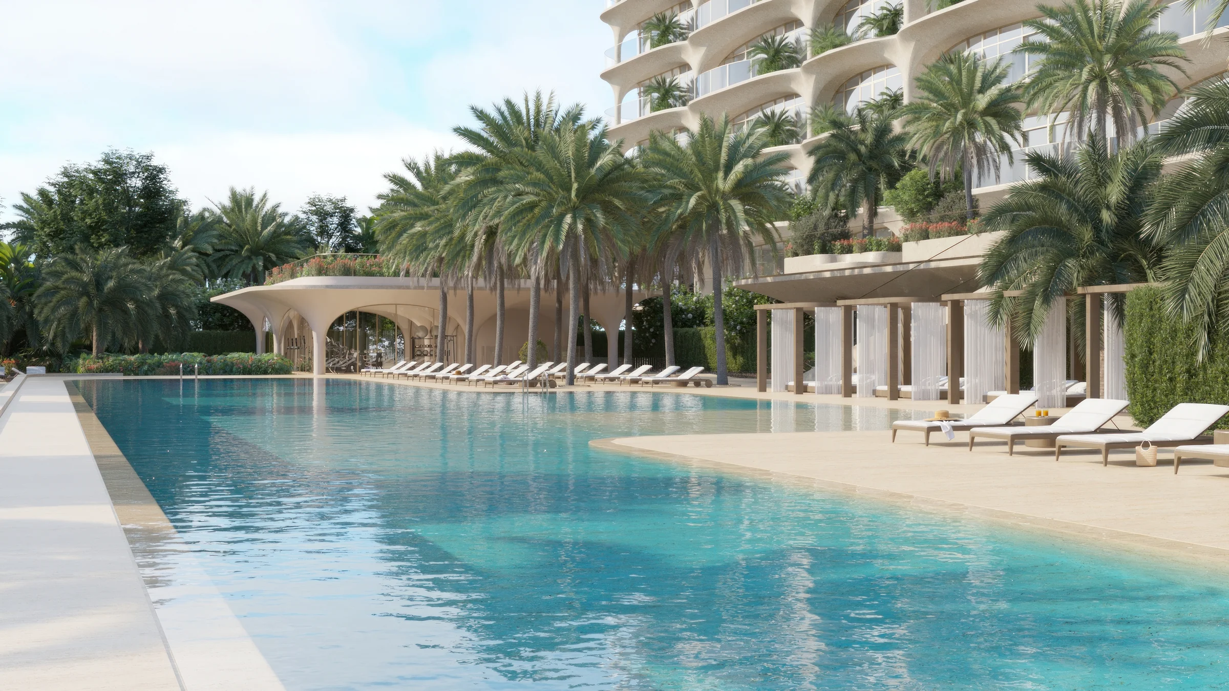 50-metre pool and outdoor yoga deck