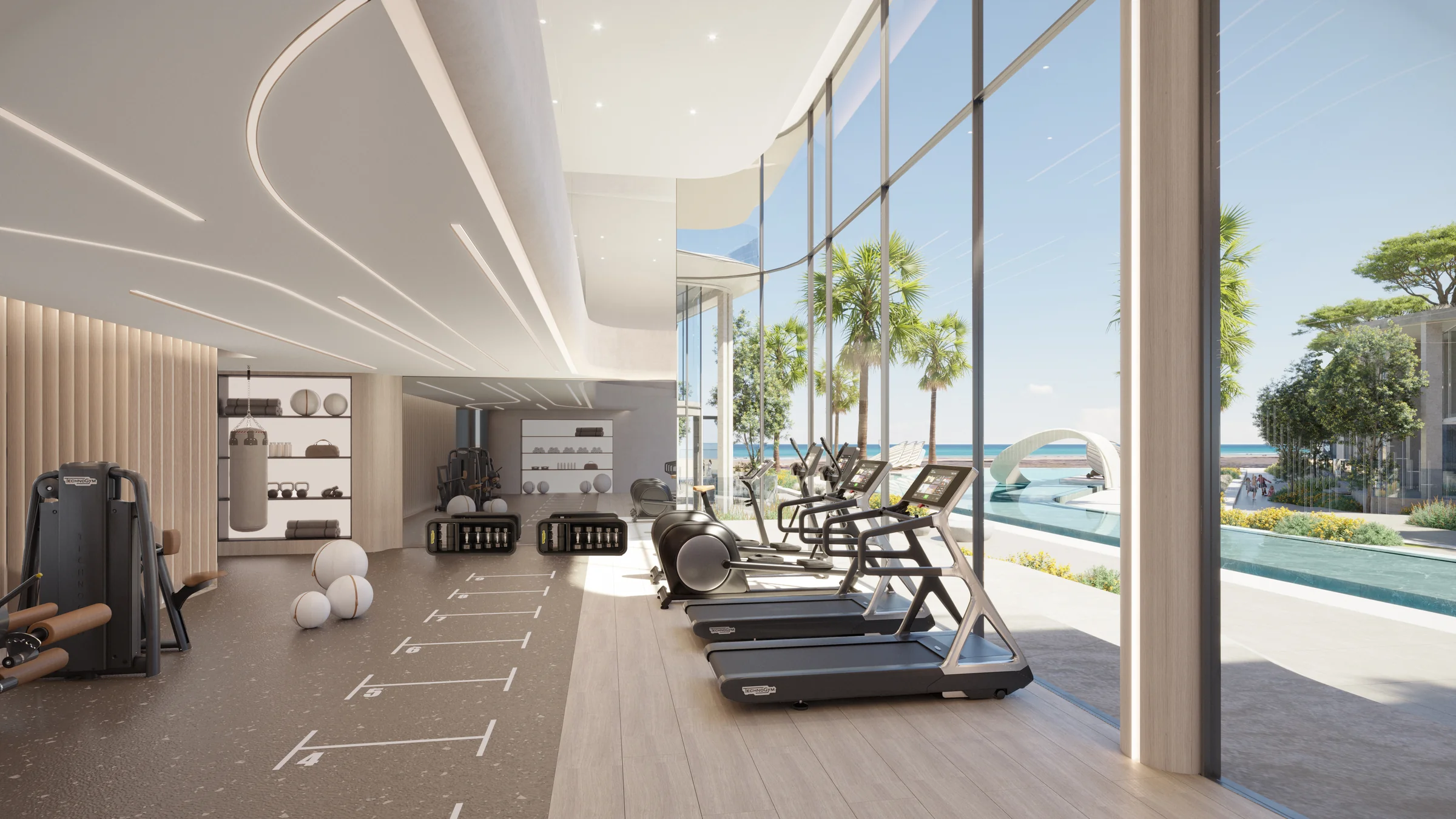 Fitness studio over two levels
