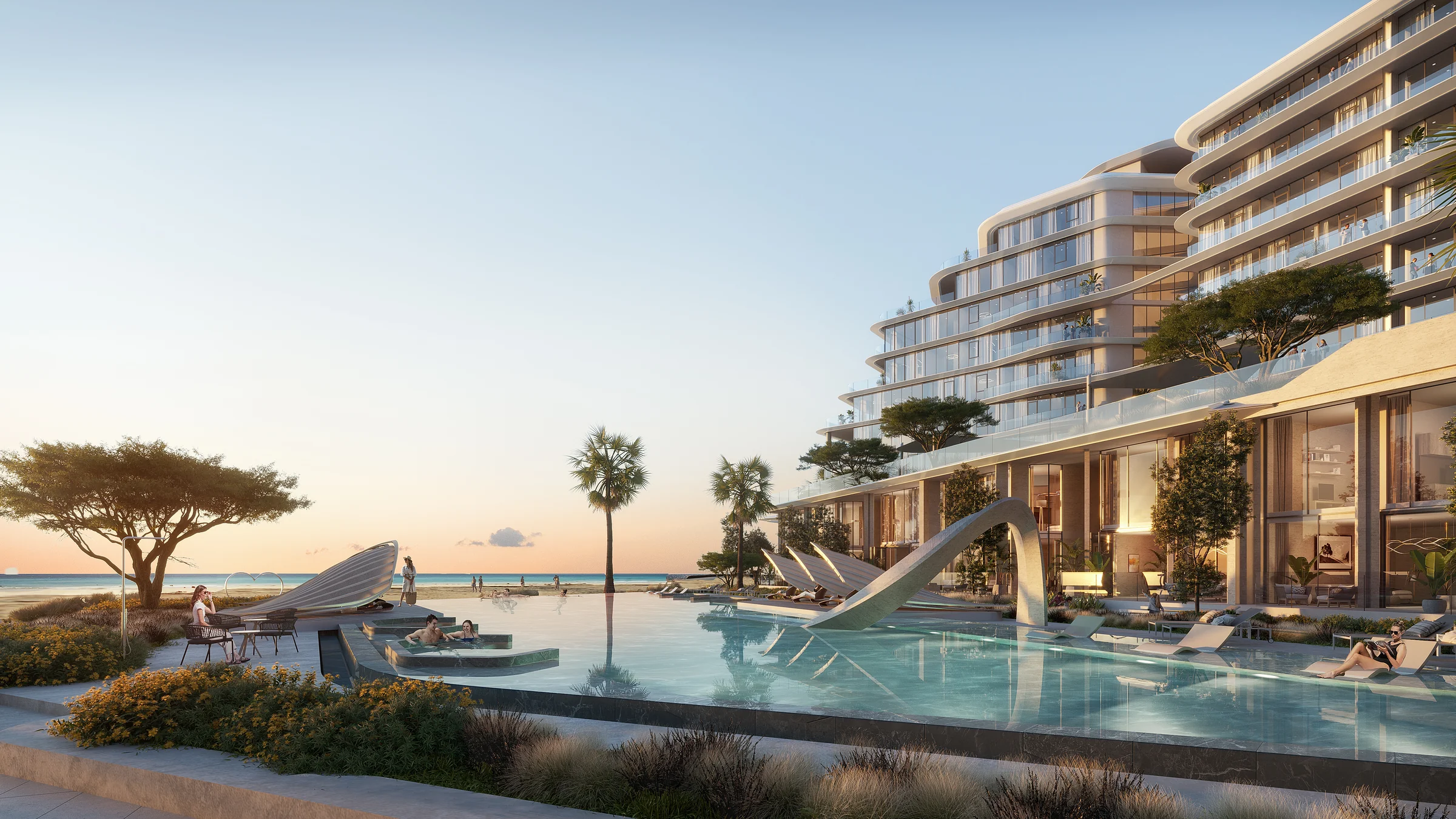 Infinity-edge pool and beach club
