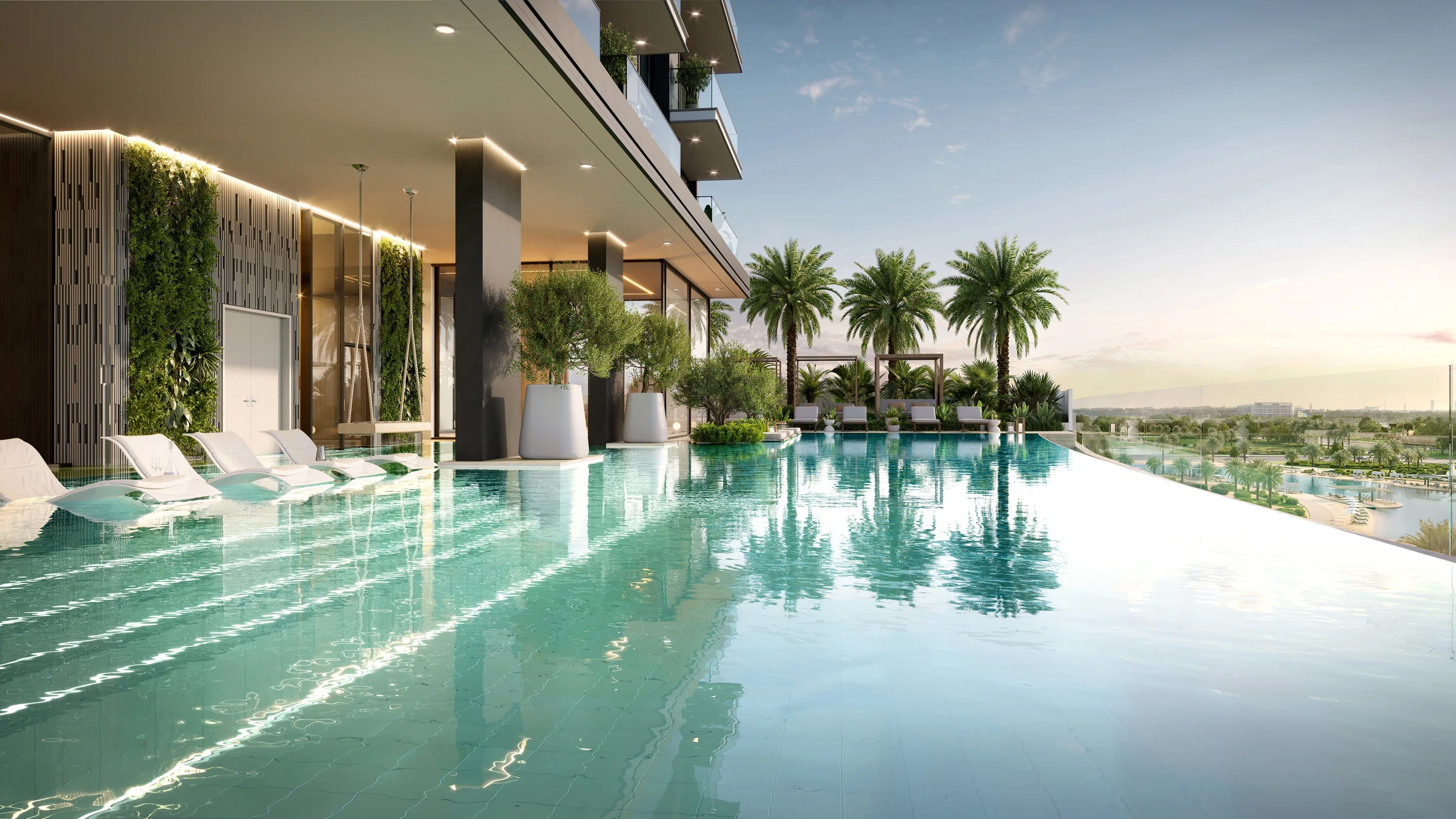 Infinity-edge pool on the podium