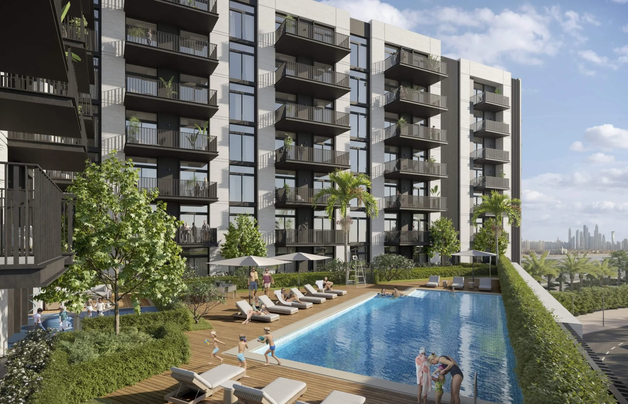 Pool deck and fitness studio
