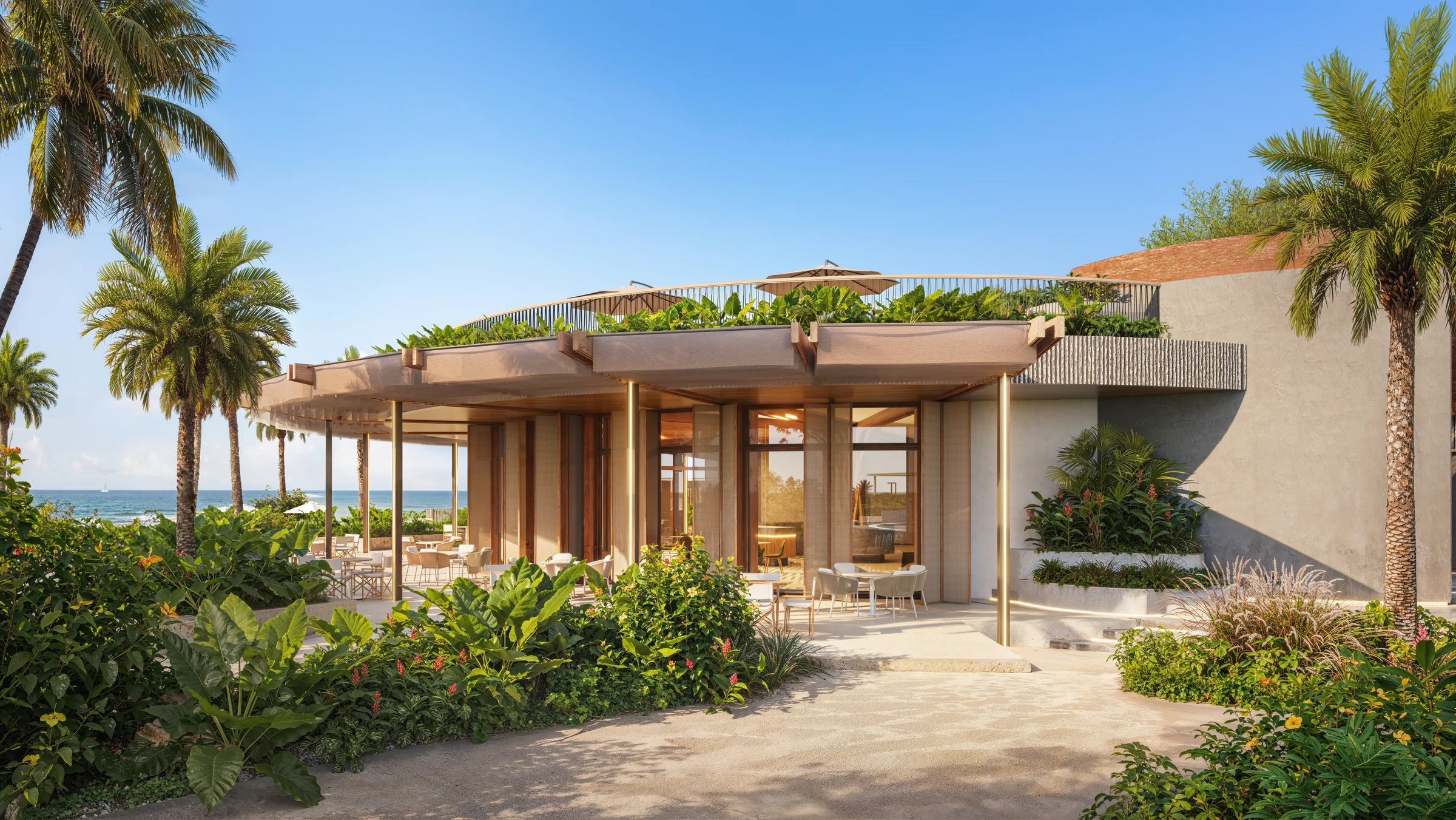 Beach clubhouse with terraces