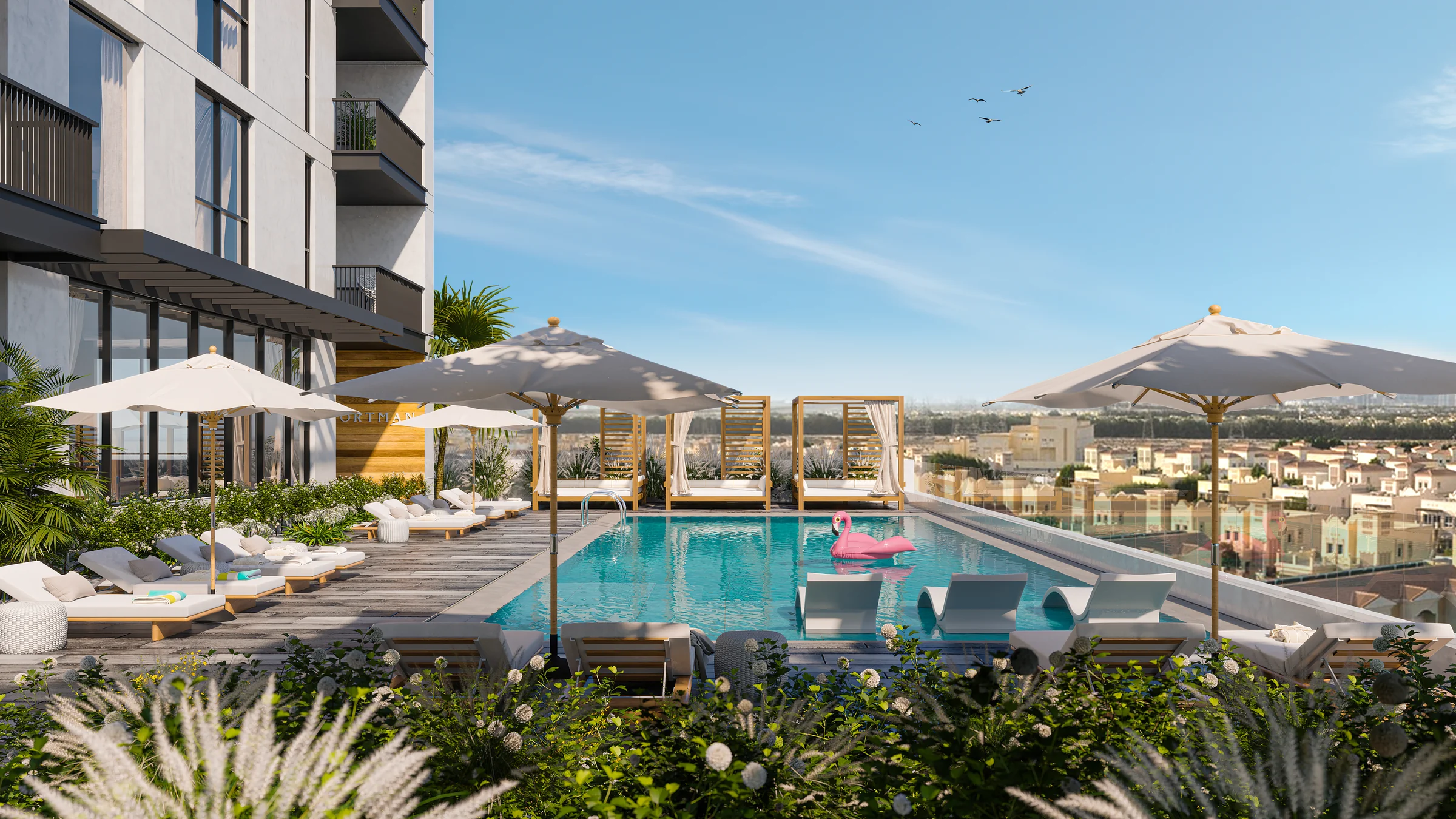 First-floor pool deck and activity area