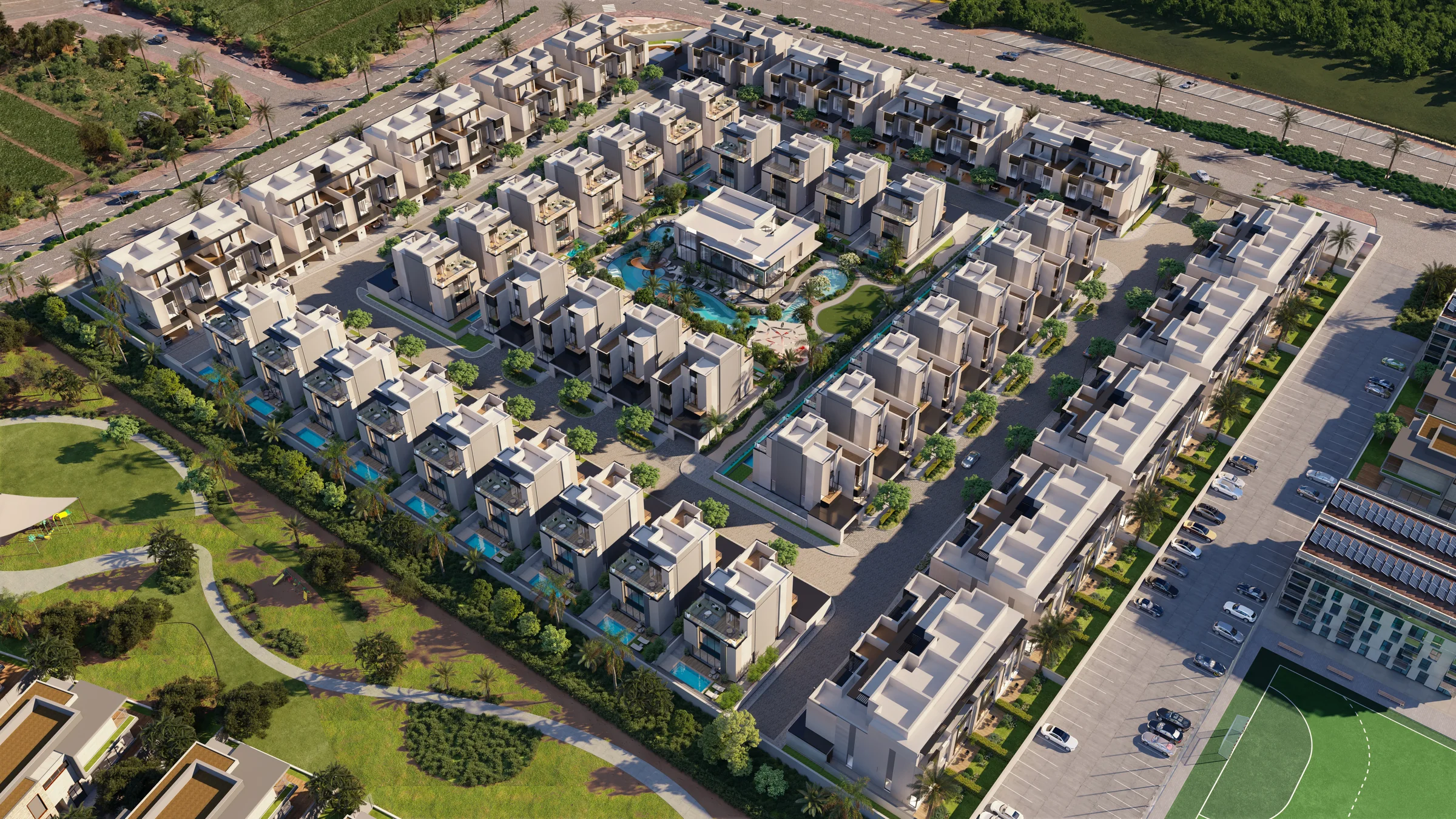 A walled community of 84 homes