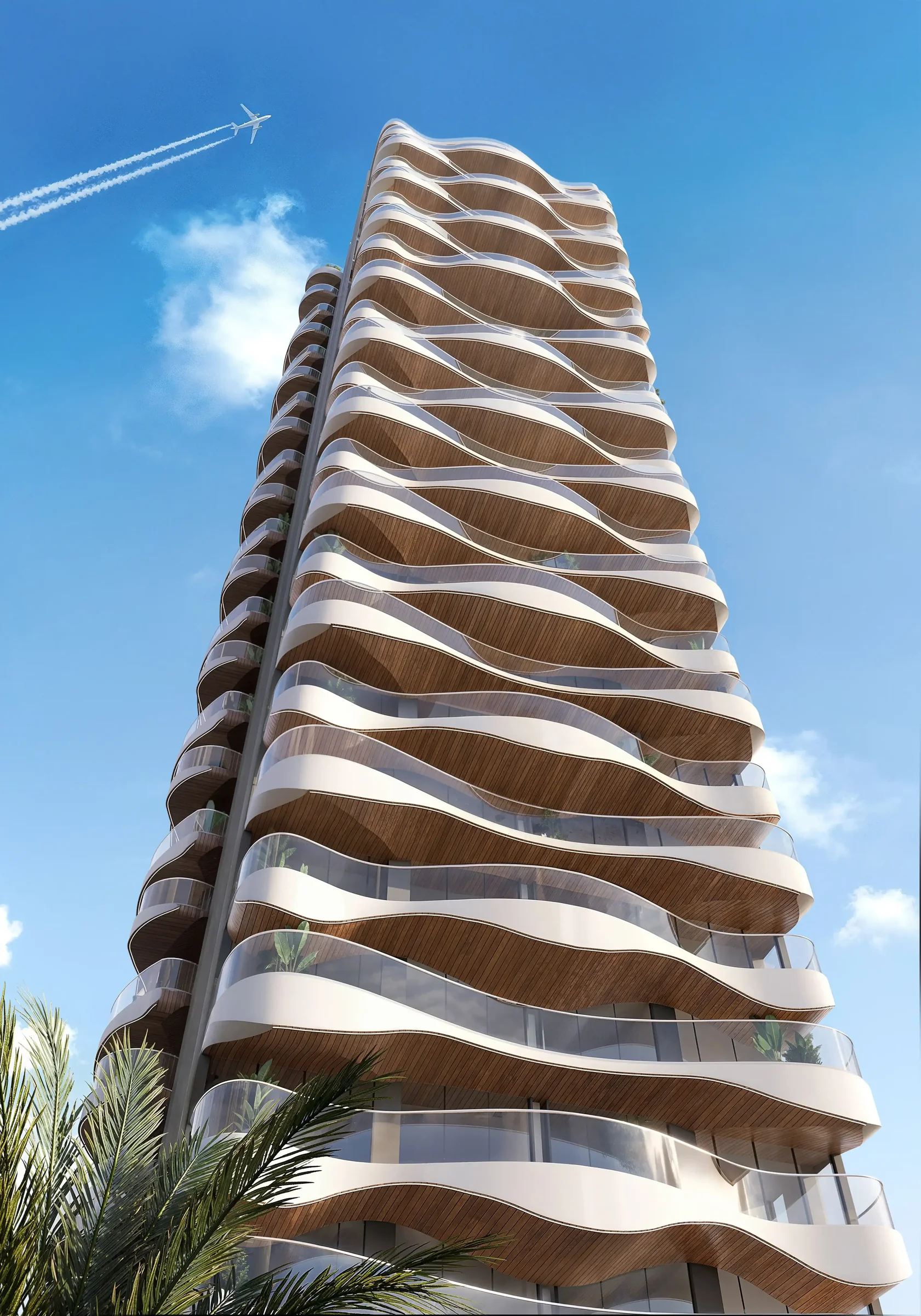 A facade shaped like a wave's crest