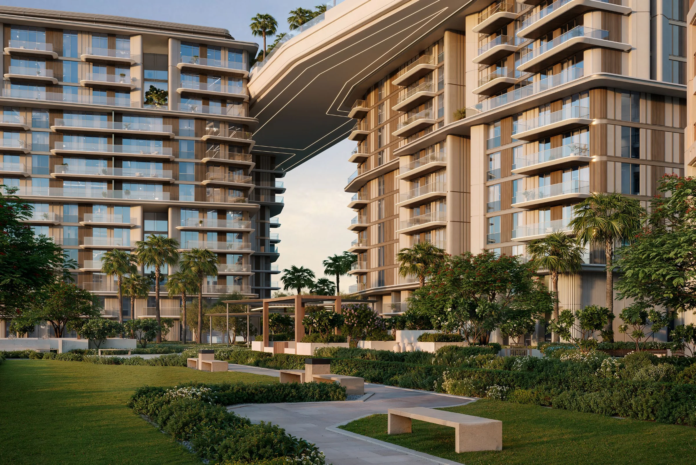 Gardens woven through the buildings