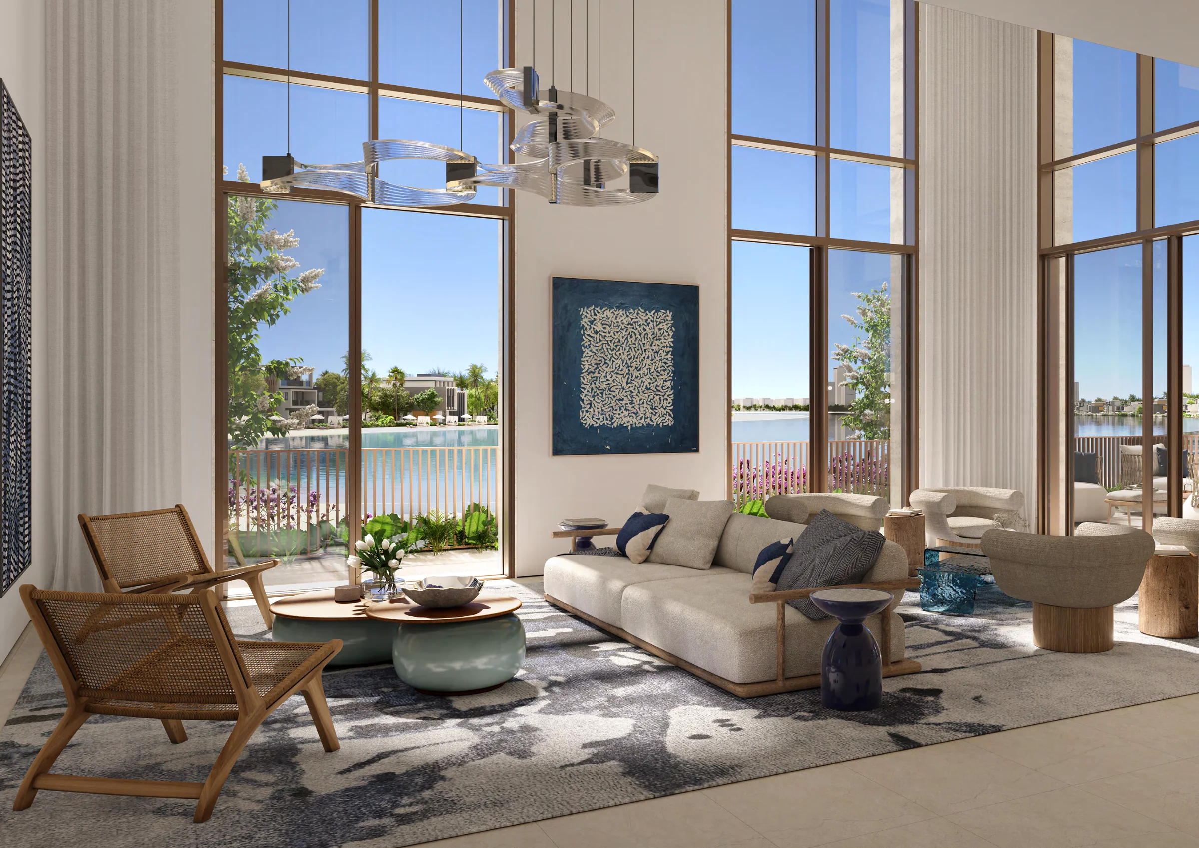 Townhouses with double-height living spaces