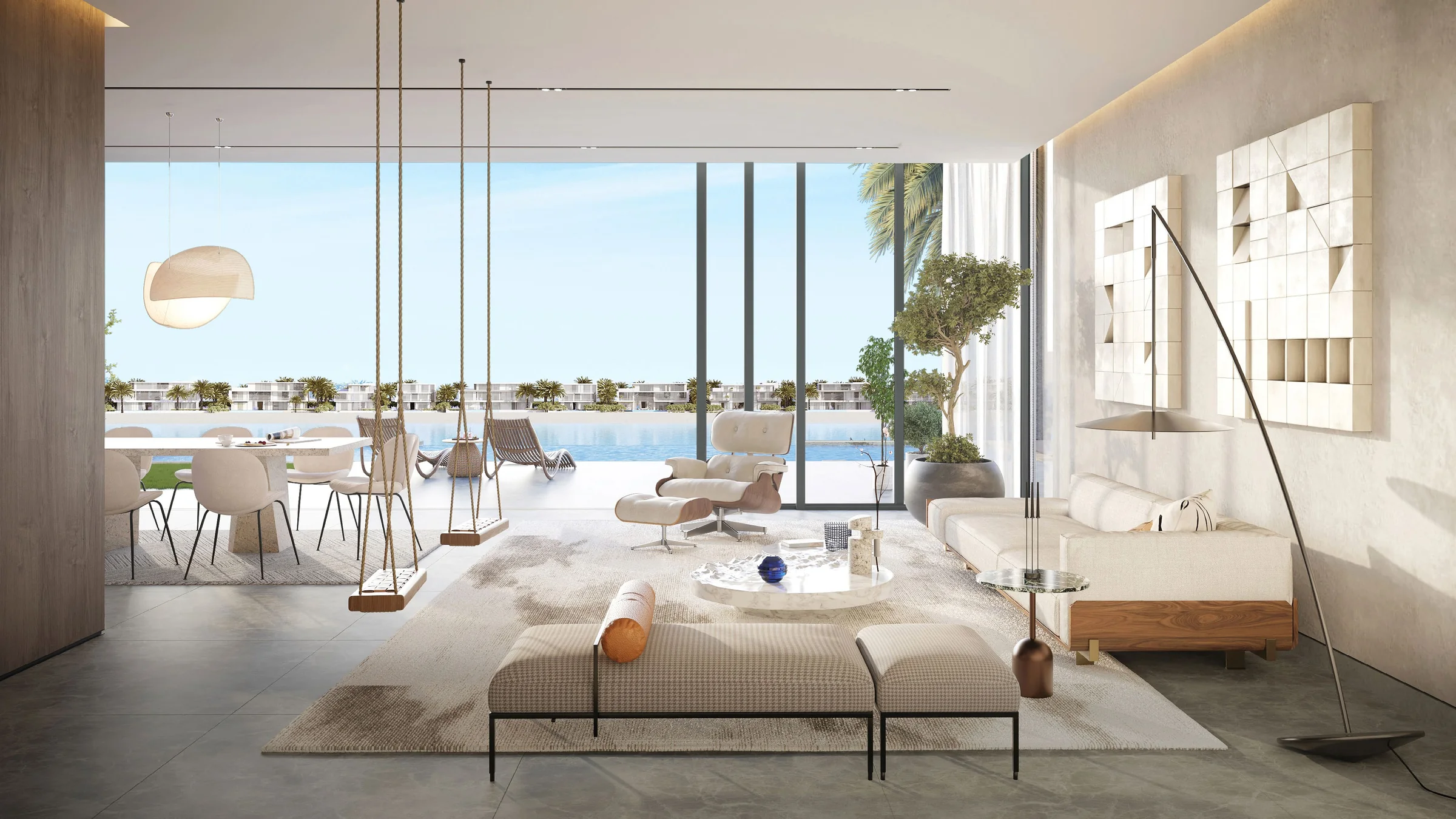 Floor-to-ceiling windows and Gulf views