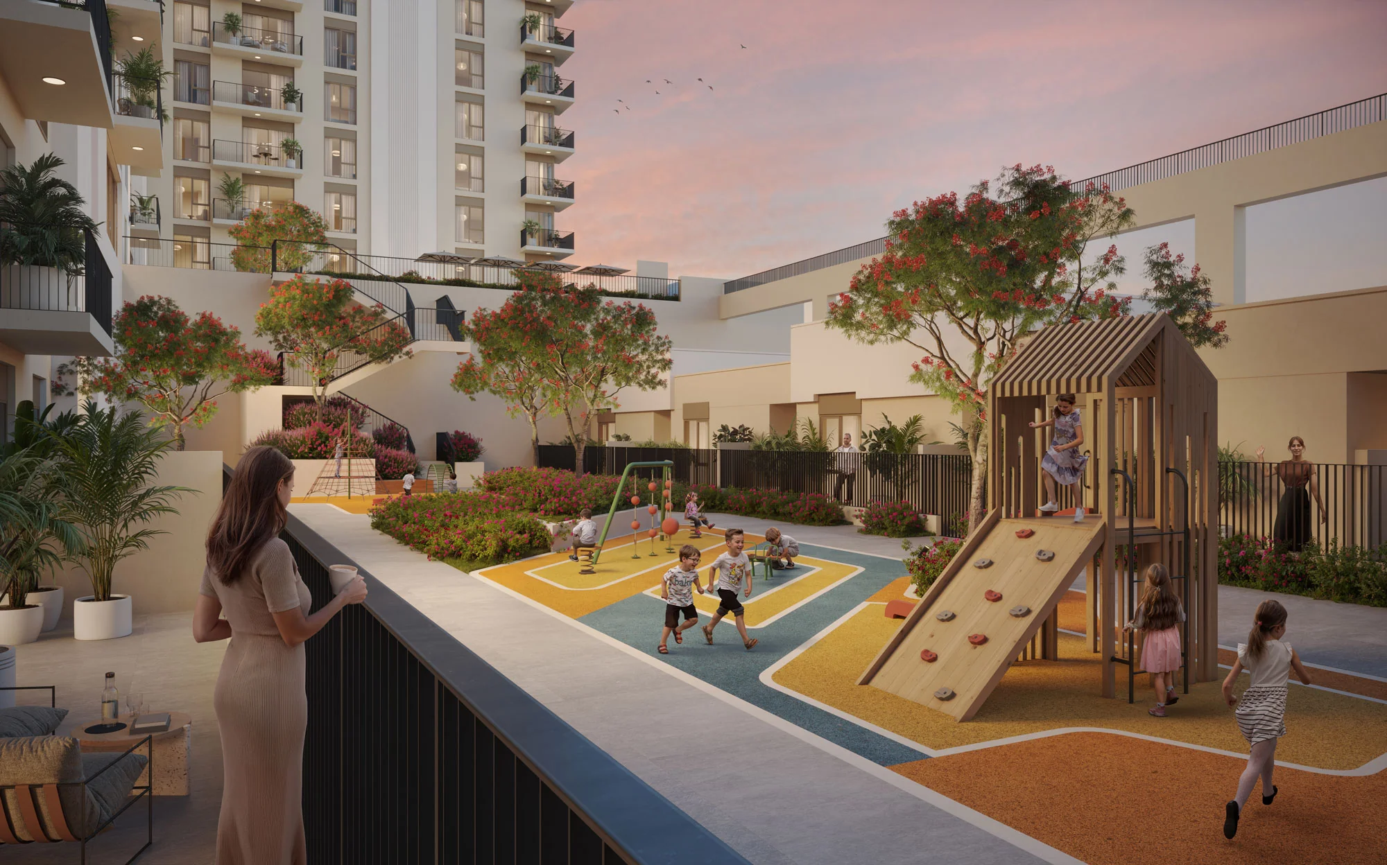 Indoor and outdoor play areas for children