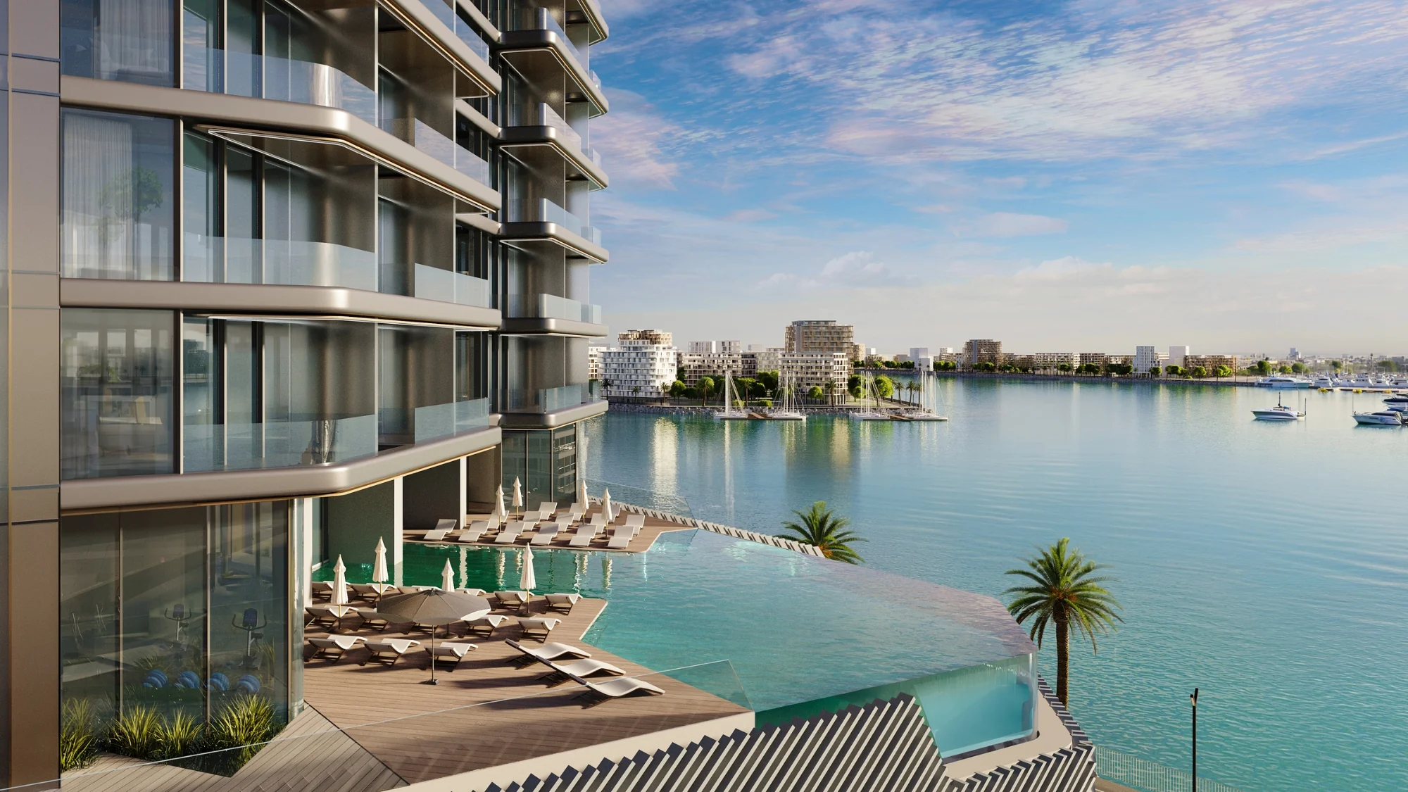 An infinity pool on the podium