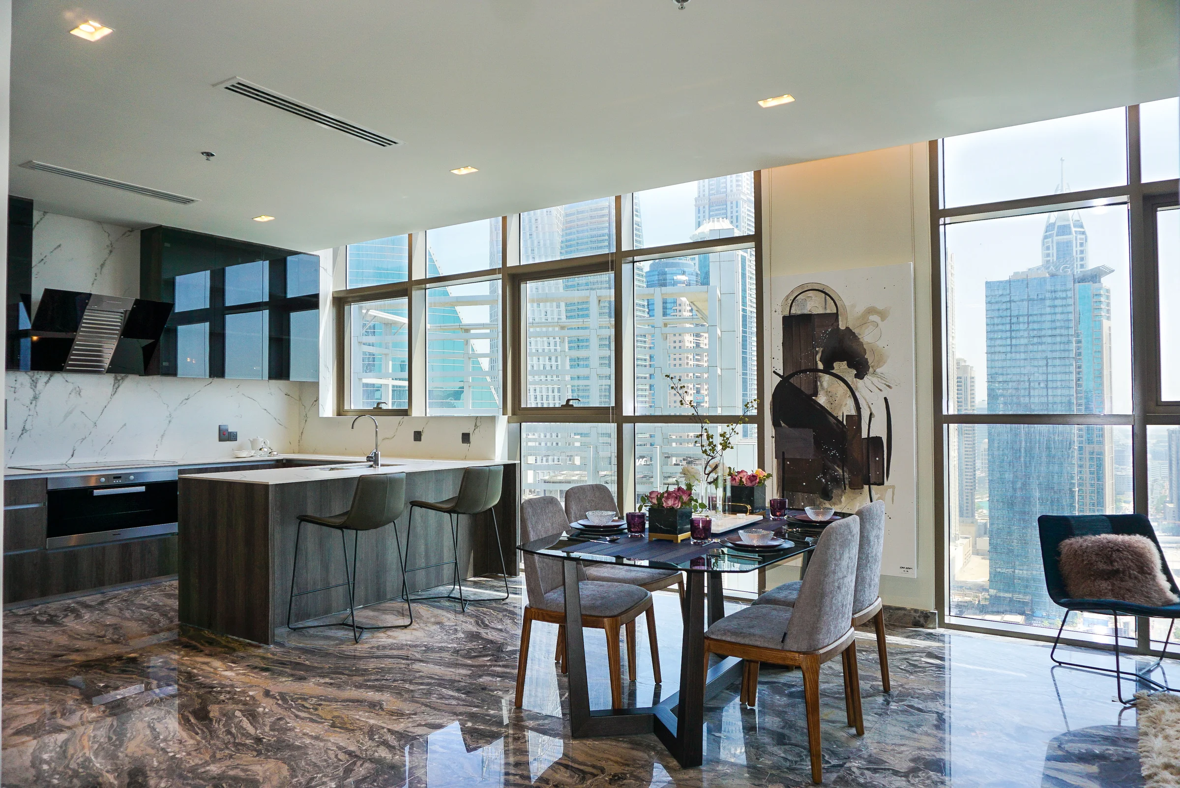 Marble, wood and a high-end kitchen